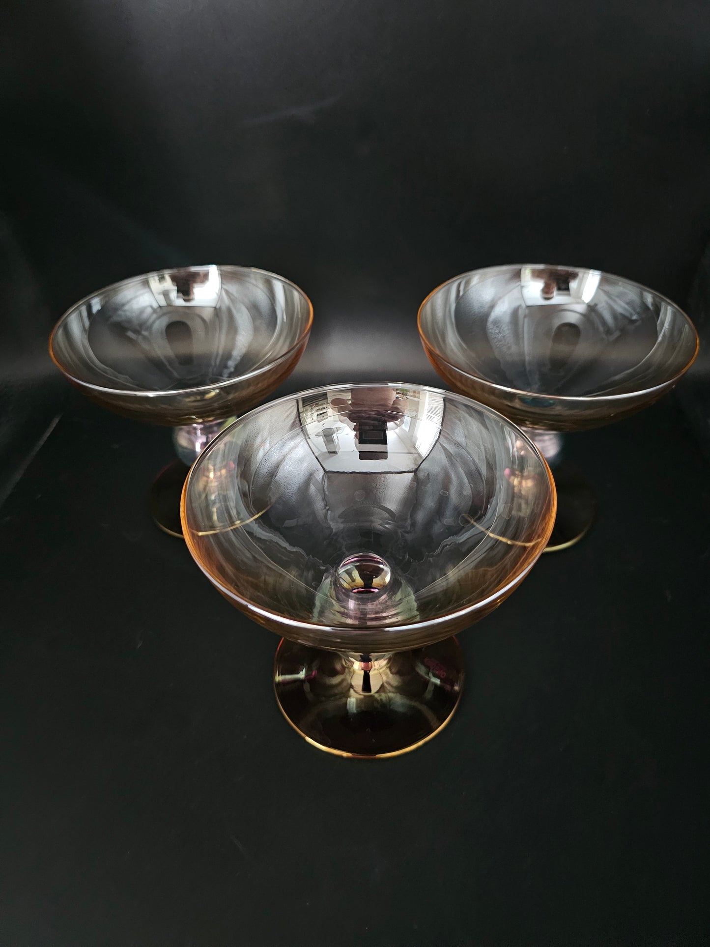 Vintage set of 3 Tri Coloured Crystal Dessert or starter bowls Bowls by Krosno Poland