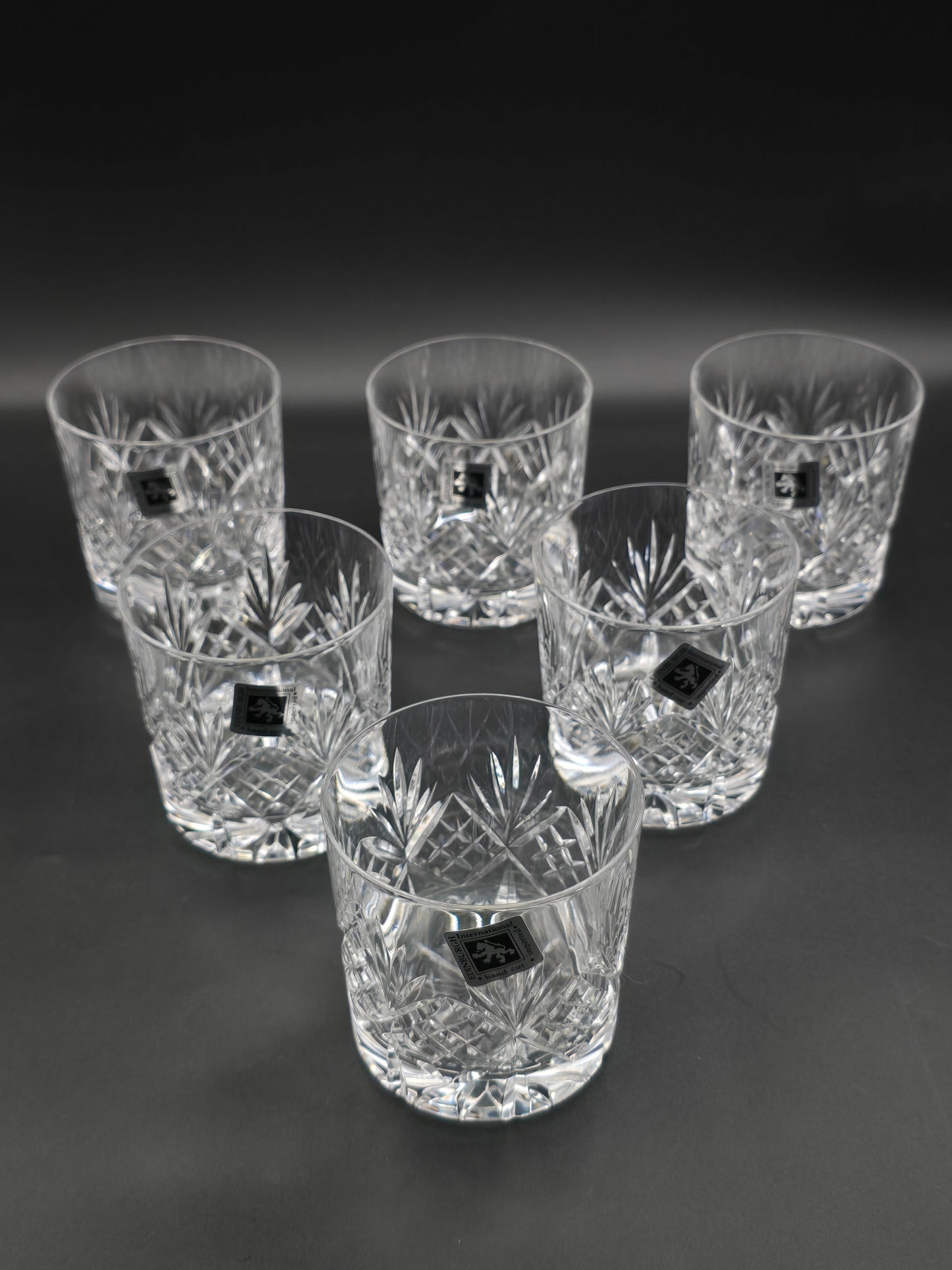 Set of 6 Edinburgh Crystal Embassy 10oz Tumblers – Star Cut Base – Original Box & Stickers – Vintage Glassware