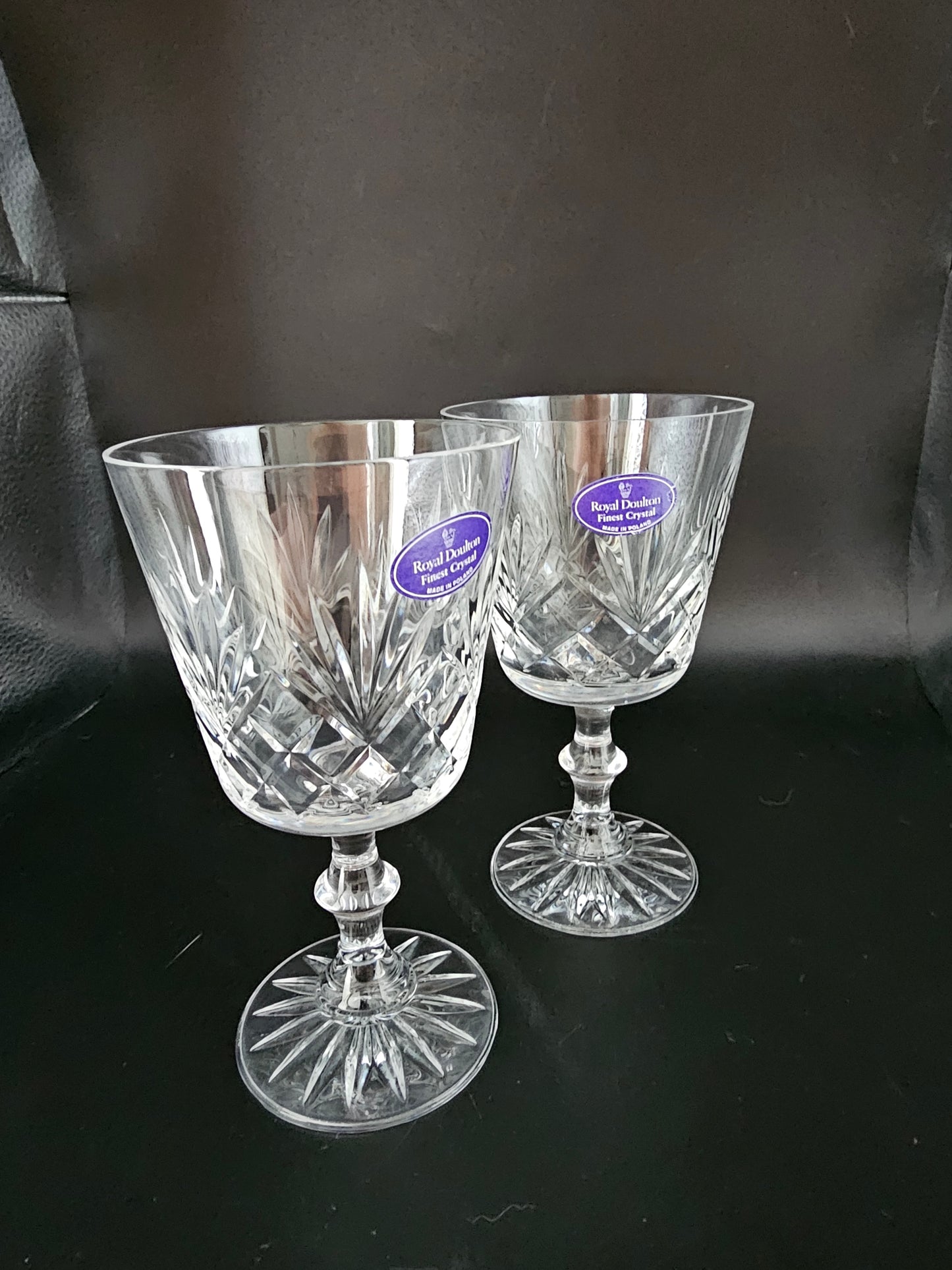 Pair of Royal Doulton Crystal Wine glasses 250ml