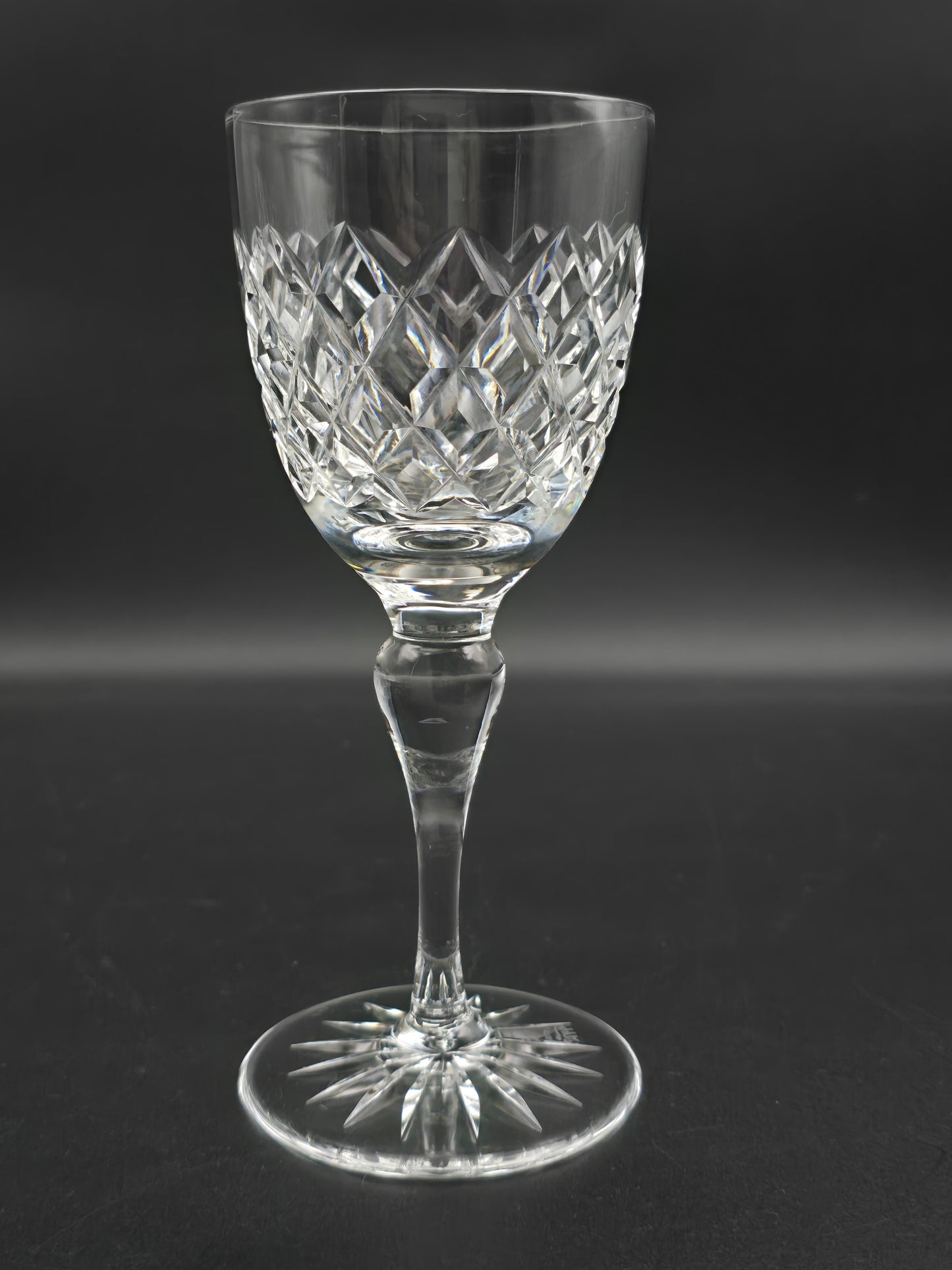 Set of 4 English Crystal Wine glasses. Webb Thomas. Dennis Diamonds pattern. 175ml