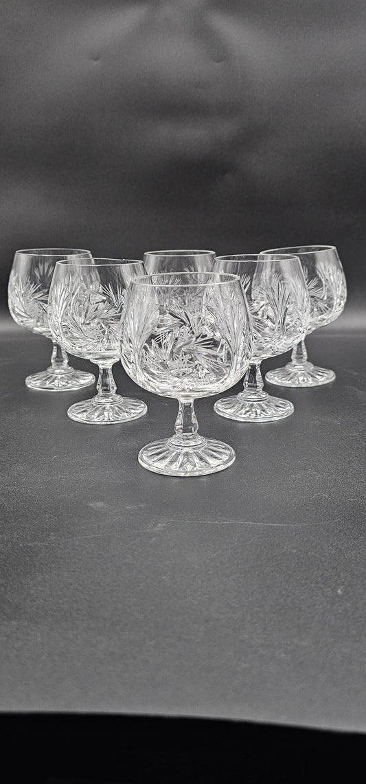 Set of 6 brandy or Cognac Crystal glasses 7oz