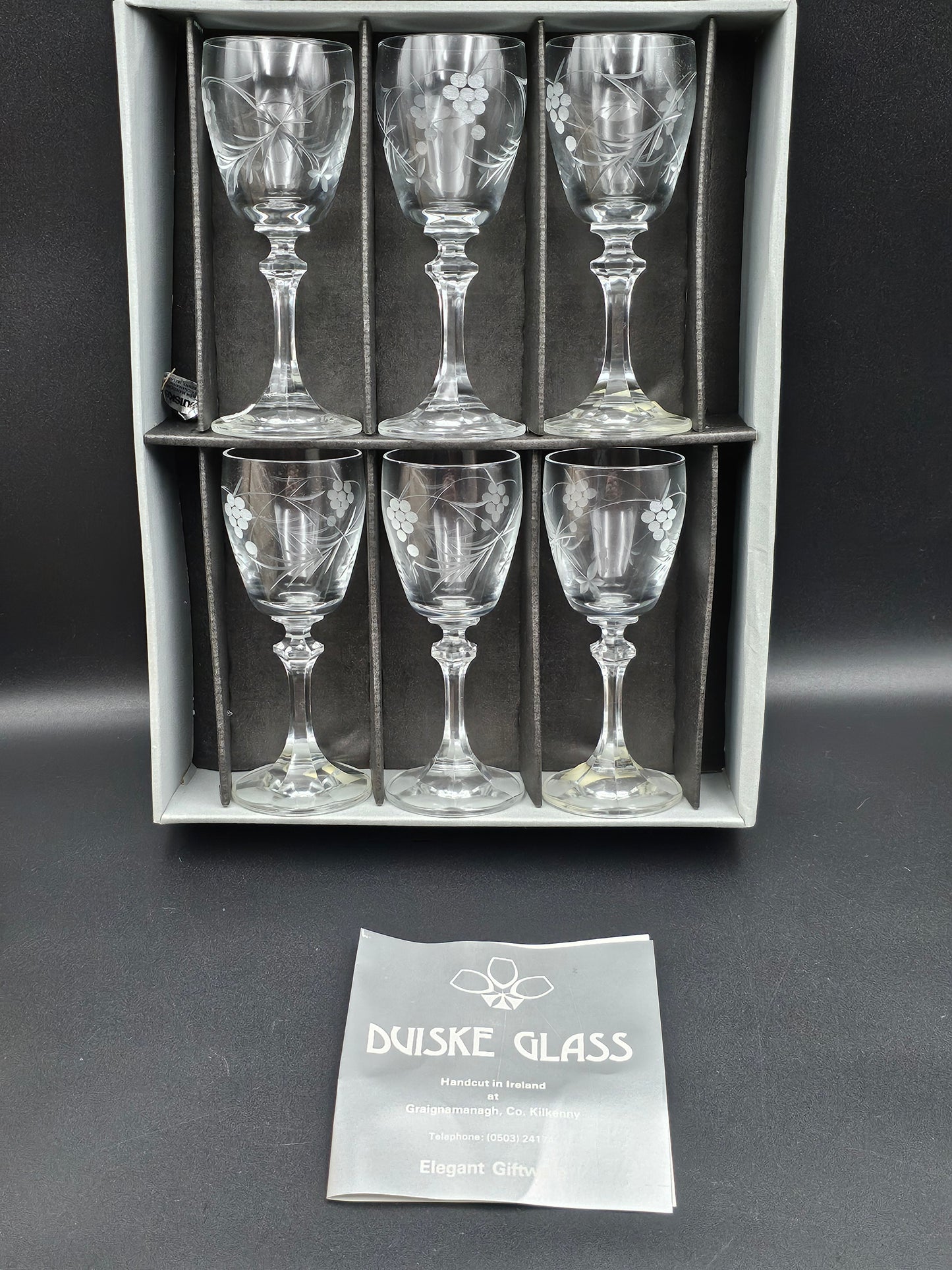 Duiske Irish Hand Cut liqueur glasses 70ml