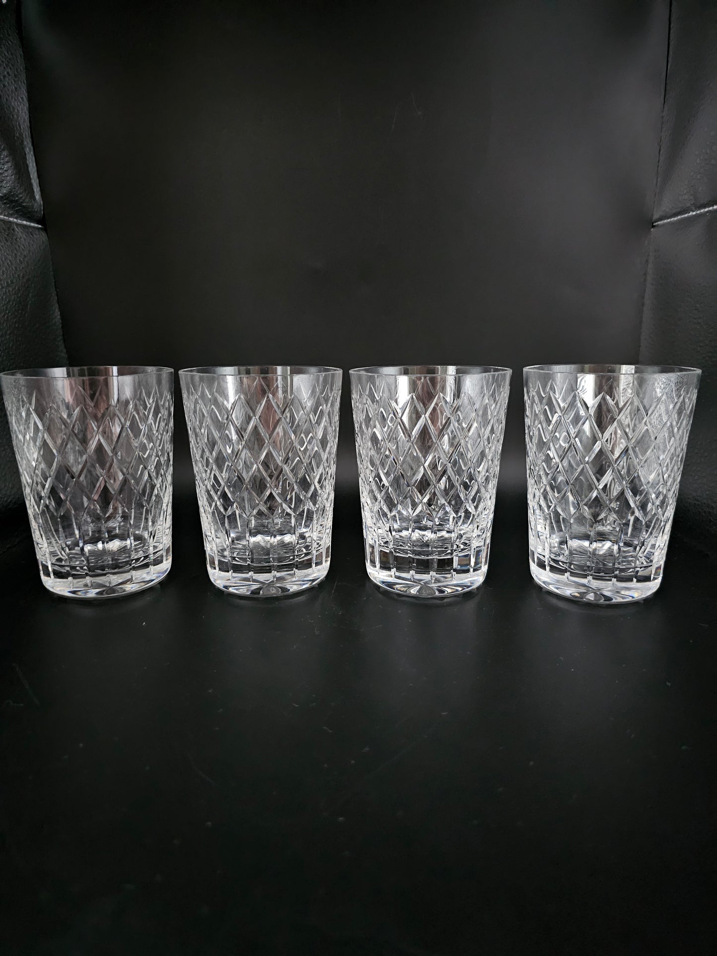 Beautiful vintage set of 4 Large Crystal Tumblers. 300ml.