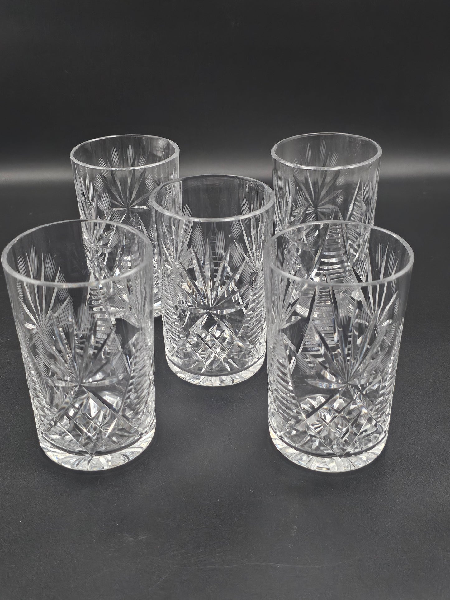 Set of 5 short Crystal tumbler glasses 275ml 11cm tall