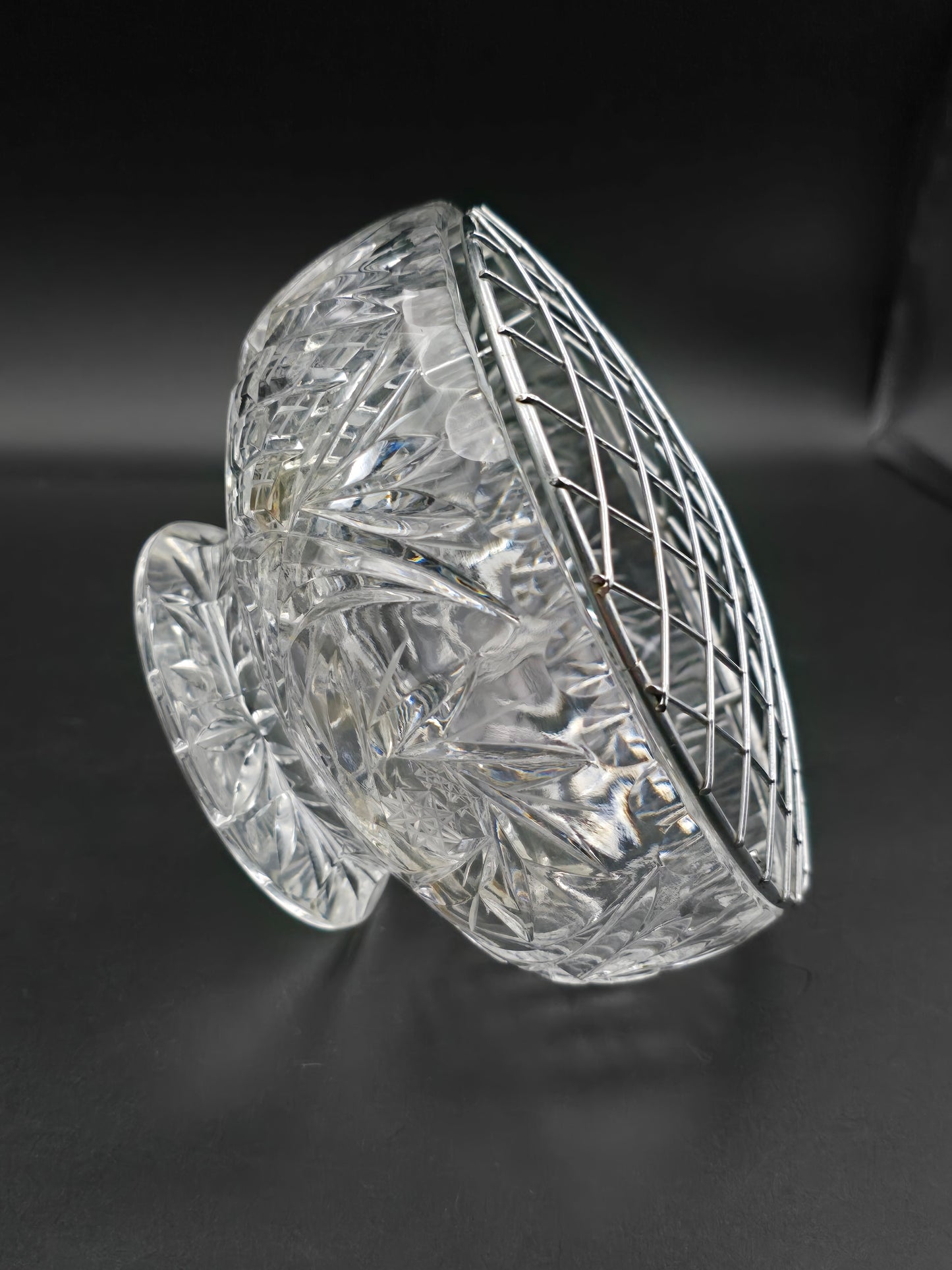 Vintage Hand-Cut Lead Crystal Rose Bowl | 15cm Wide, Star-Cut Base | 20th Century