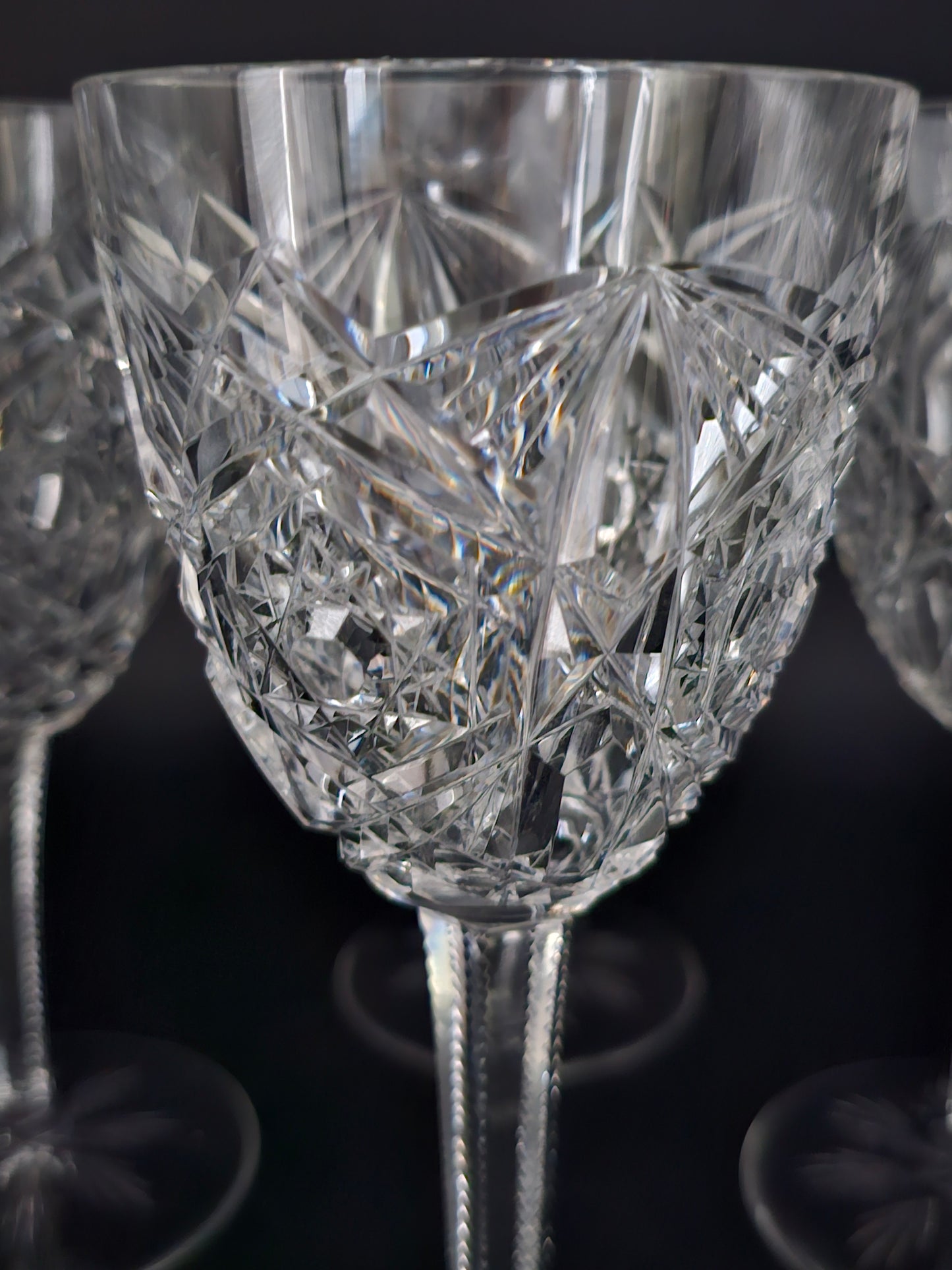 Beautiful Baccarat Crystal Large Wine Glasses. 250ml Lagny Pattern. Set of 4.