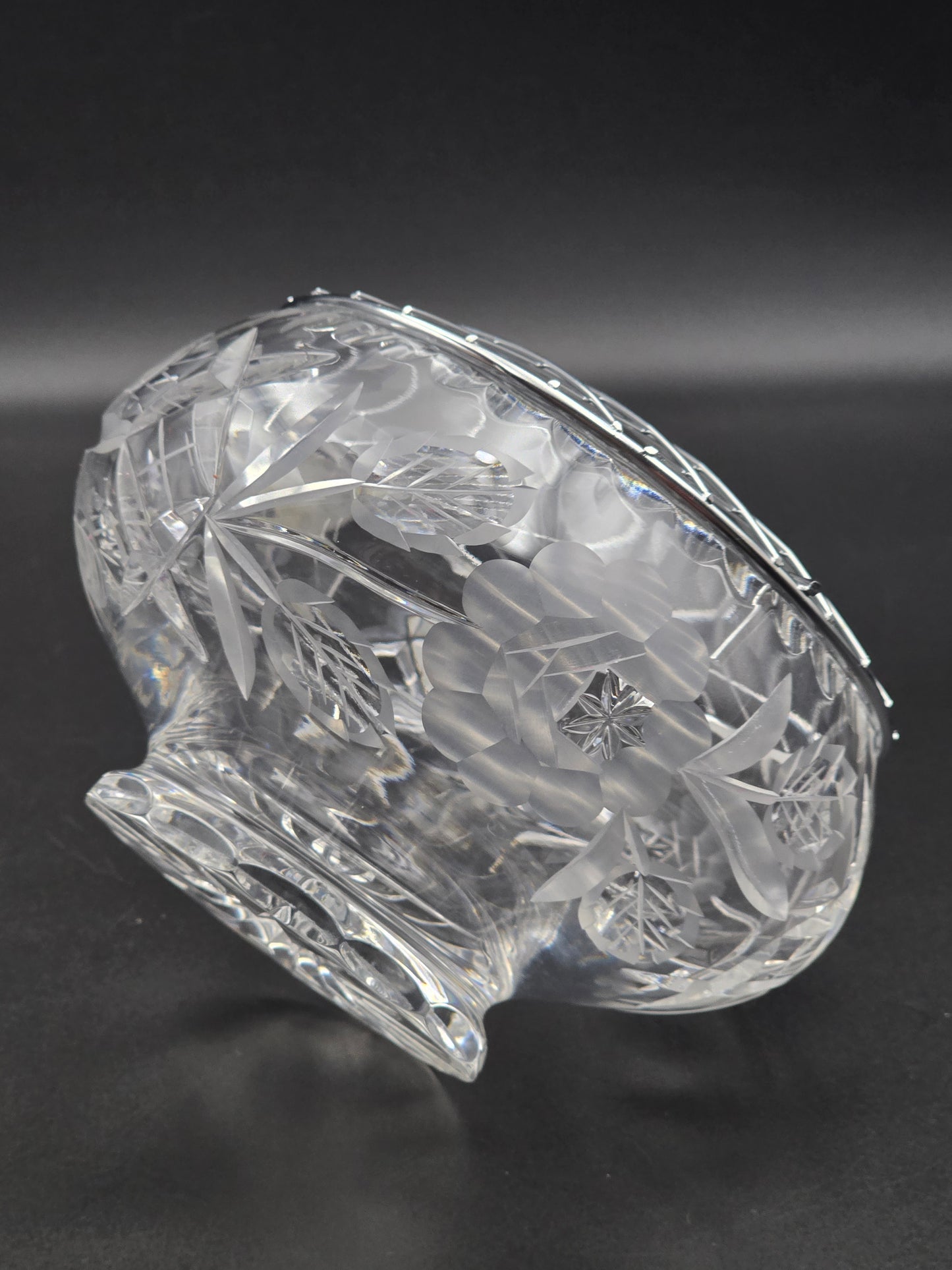 Bohemian Crystal Rose bowl. 5.5"