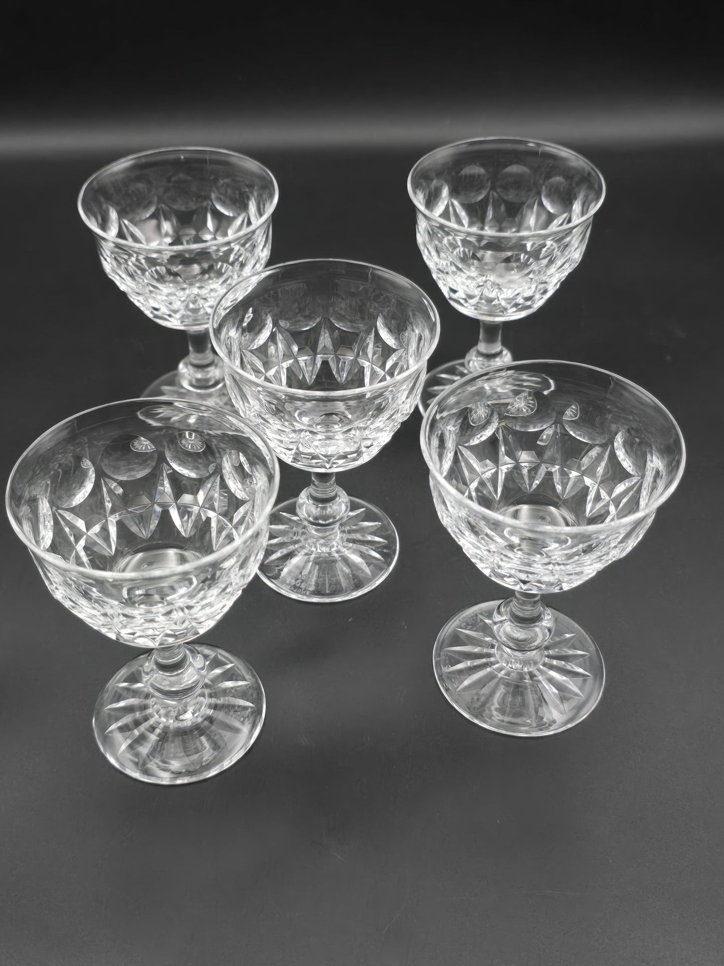 Set of 6 Tudor Crystal Raleigh Pattern English Crystal Coupe glasses 100ml