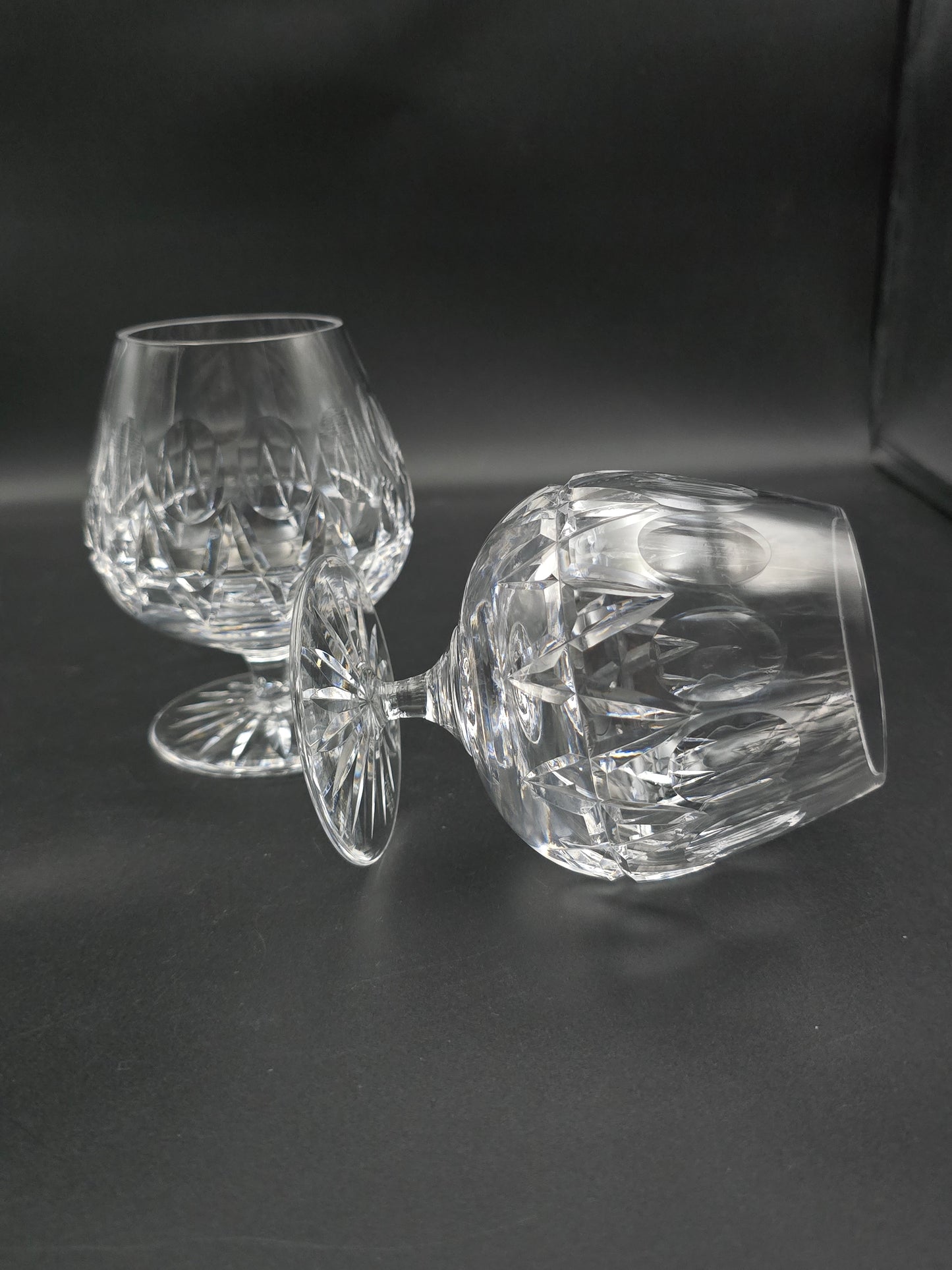 Pair of Tudor Crystal Raleigh Pattern English Crystal Brandy glasses 11oz