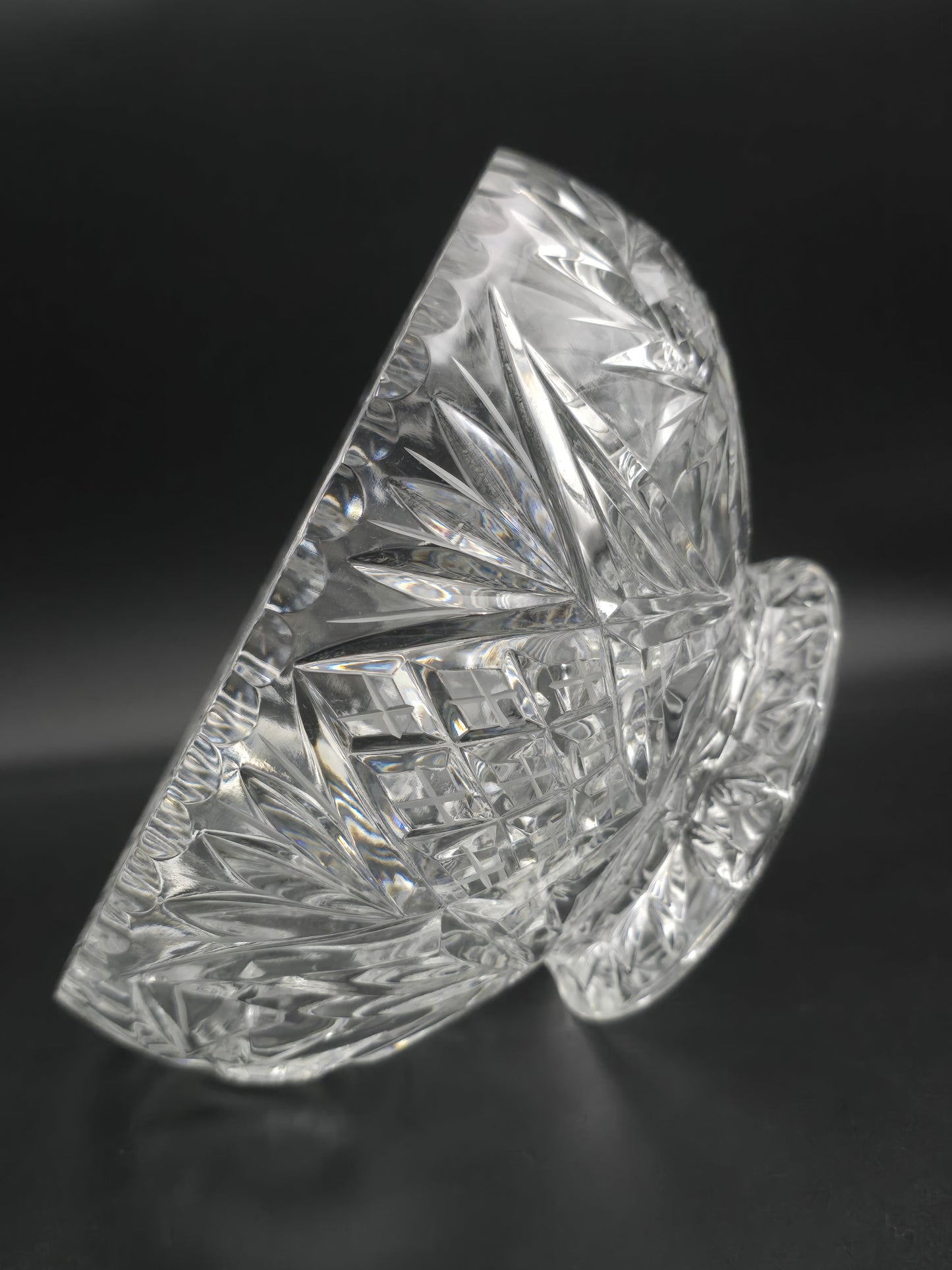 Large 8" Bohemian Lead Crystal Rose Bowl – 24% Hand-Cut Crystal, Heavy 1.8kg, Vintage Czech Centrepiece Vase