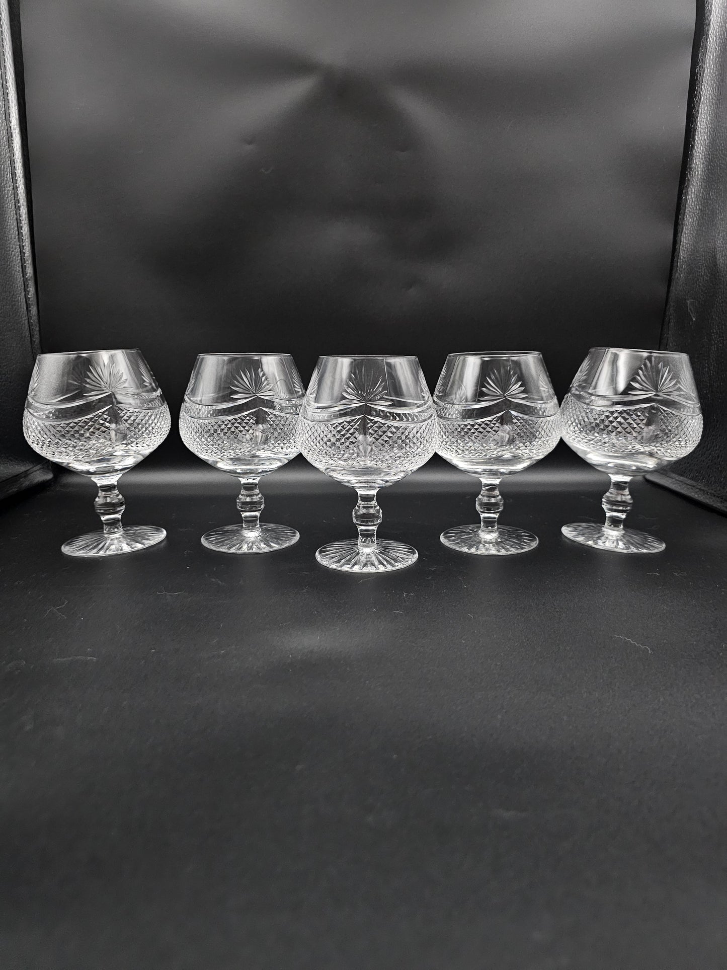 Fantastic 5 footed Crystal Brandy Cognac glasses 11oz