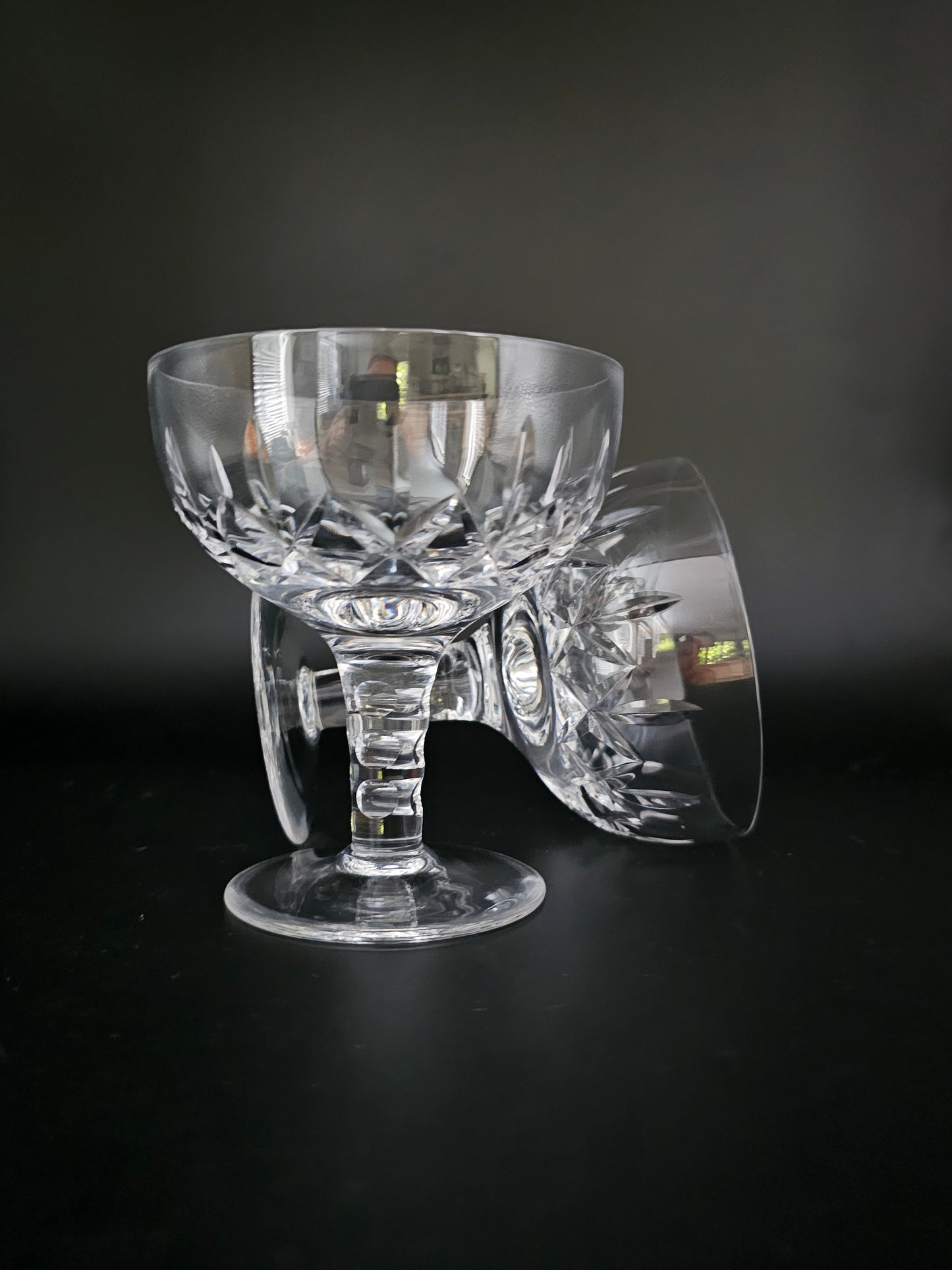 Pair of Vintage Stuart Crystal Glengarry pattern Champagne Coupes