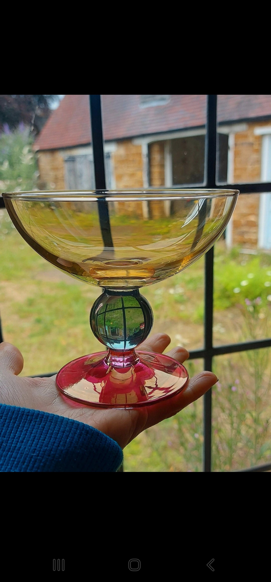 Vintage set of 3 Tri Coloured Crystal Dessert or starter bowls Bowls by Krosno Poland