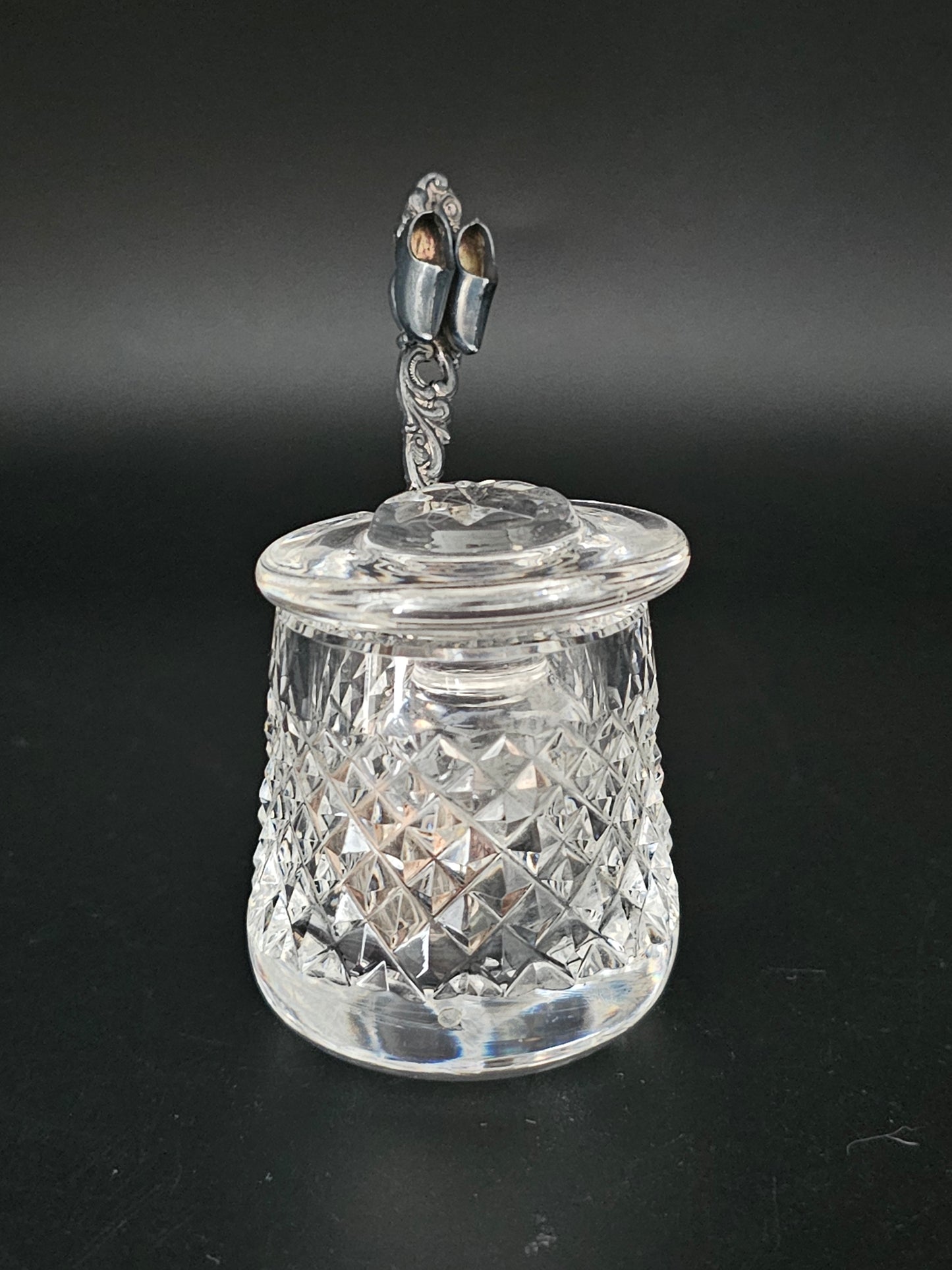 Vintage Crystal Mustard Pot and Spoon set