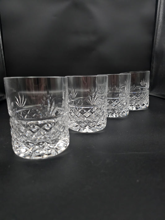 Stunning set of 4 Large Crystal Heavy bottomed concave base Tumblers. 300ml 10oz