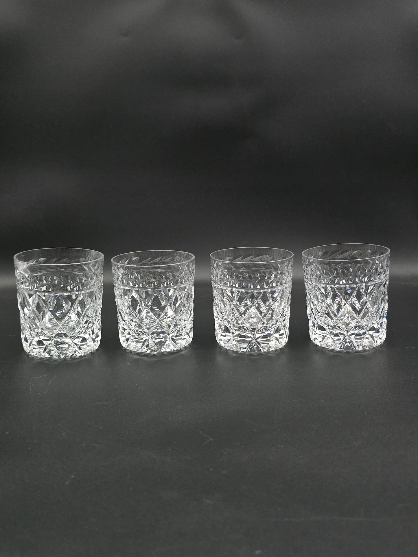 Set of 4 Stuart Crystal Cheltenham Pattern Crystal Tumblers. 7oz