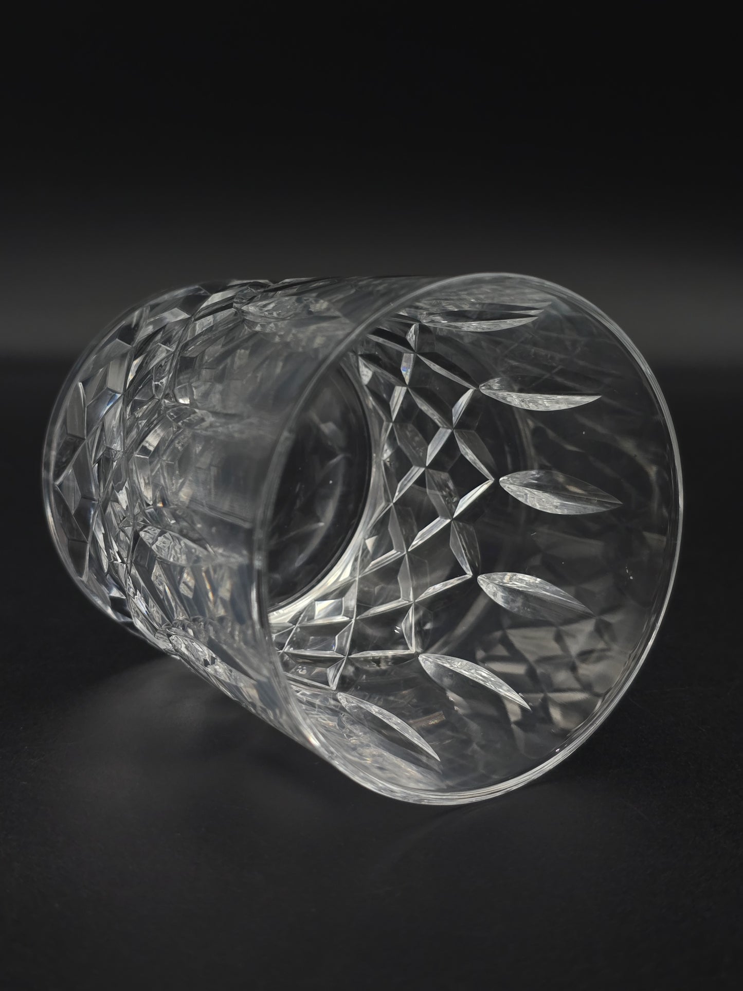 Set of 6 Vintage Heavy Crystal Tumblers, 275ml / 10oz with Cross & Flute Pattern, Plain Base, 8.5cm Tall, Barware Gift