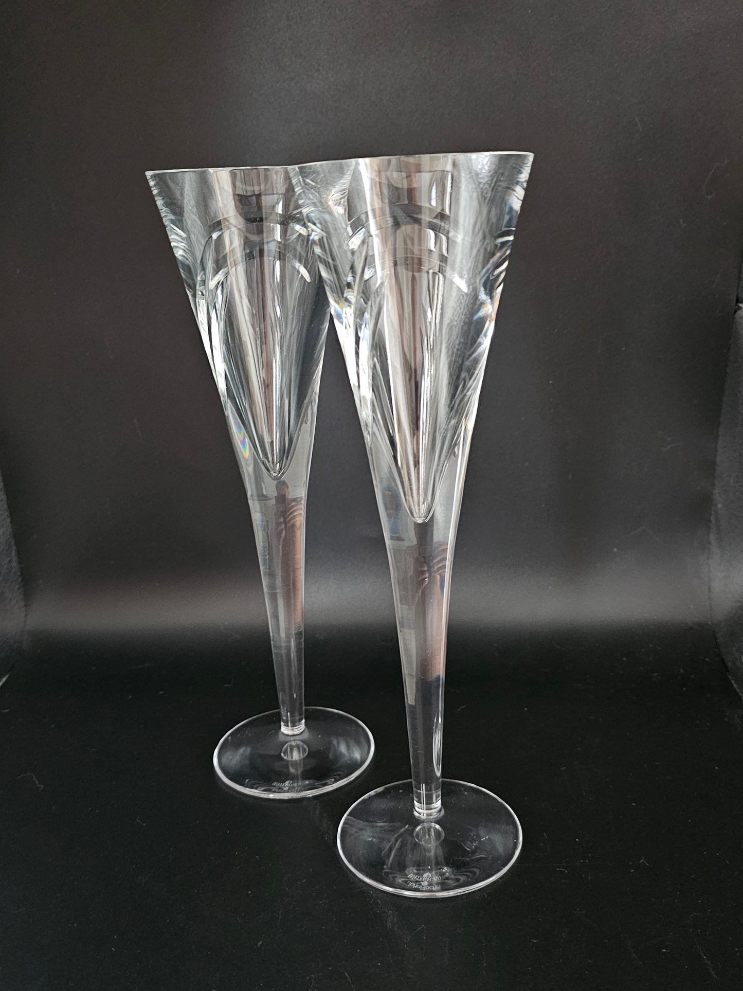 Waterford Crystal Limited Edition Champagne Flutes. John Rocha Millennium MM. Boxed.