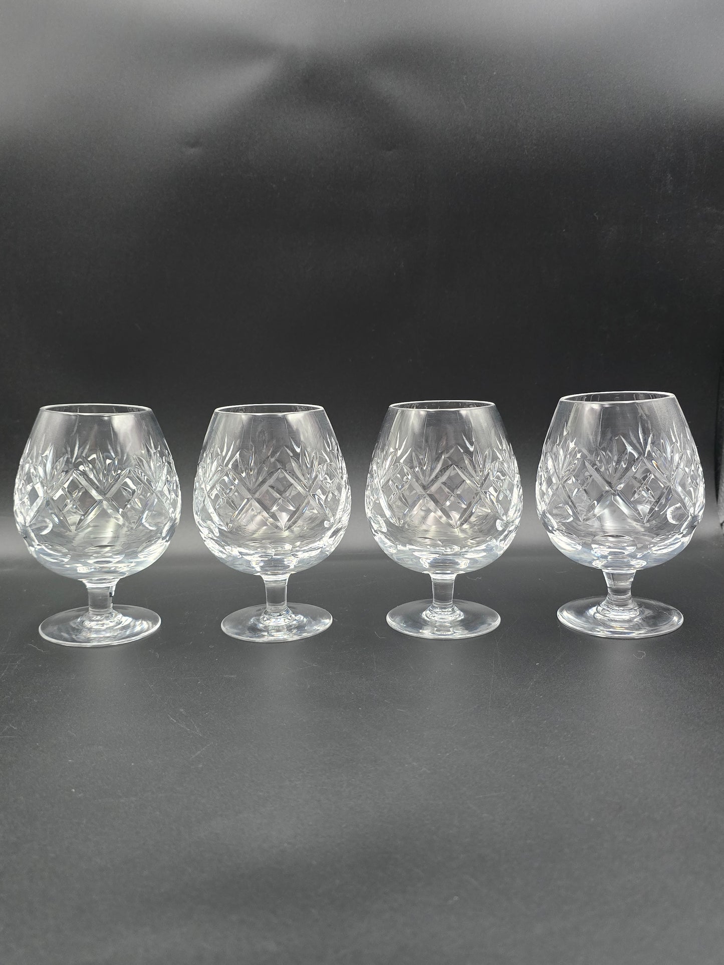 Set of 4 Royal Doulton Georgian Pattern Crystal Brandy Cognac Glasses. 11oz