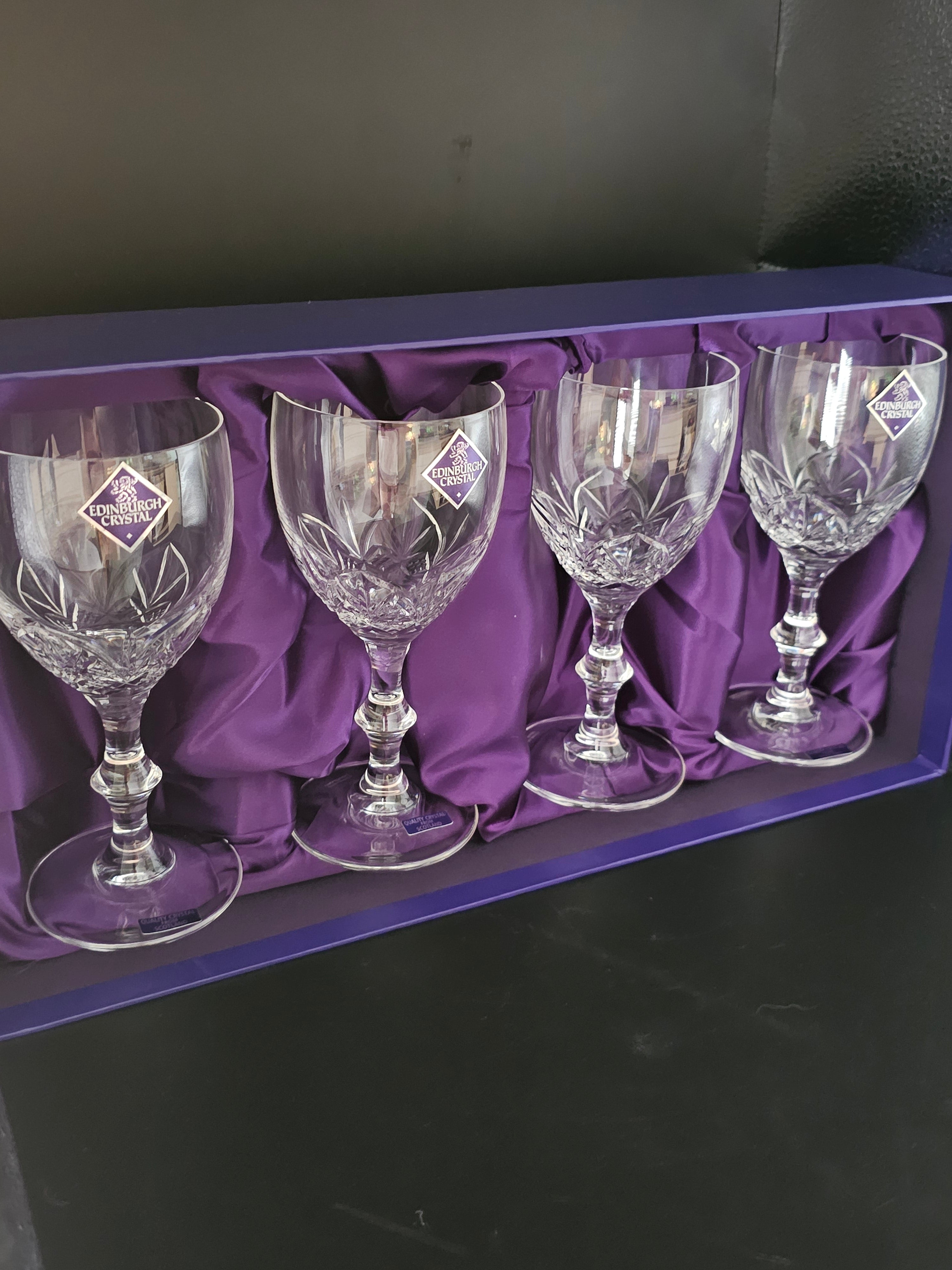 Set of 4 Edinburgh Crystal Perth Pattern Wine Glasses in Box. 225ml KentCrystalbyDance