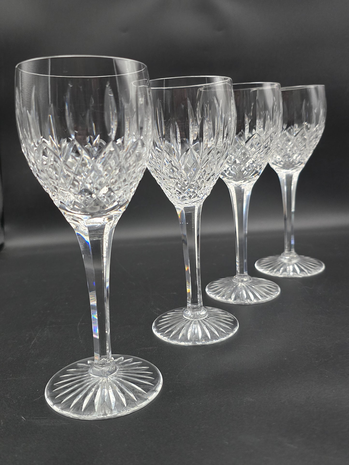 Set of 4 Large Stuart Crystal Shaftesbury pattern wine glasses 225ml
