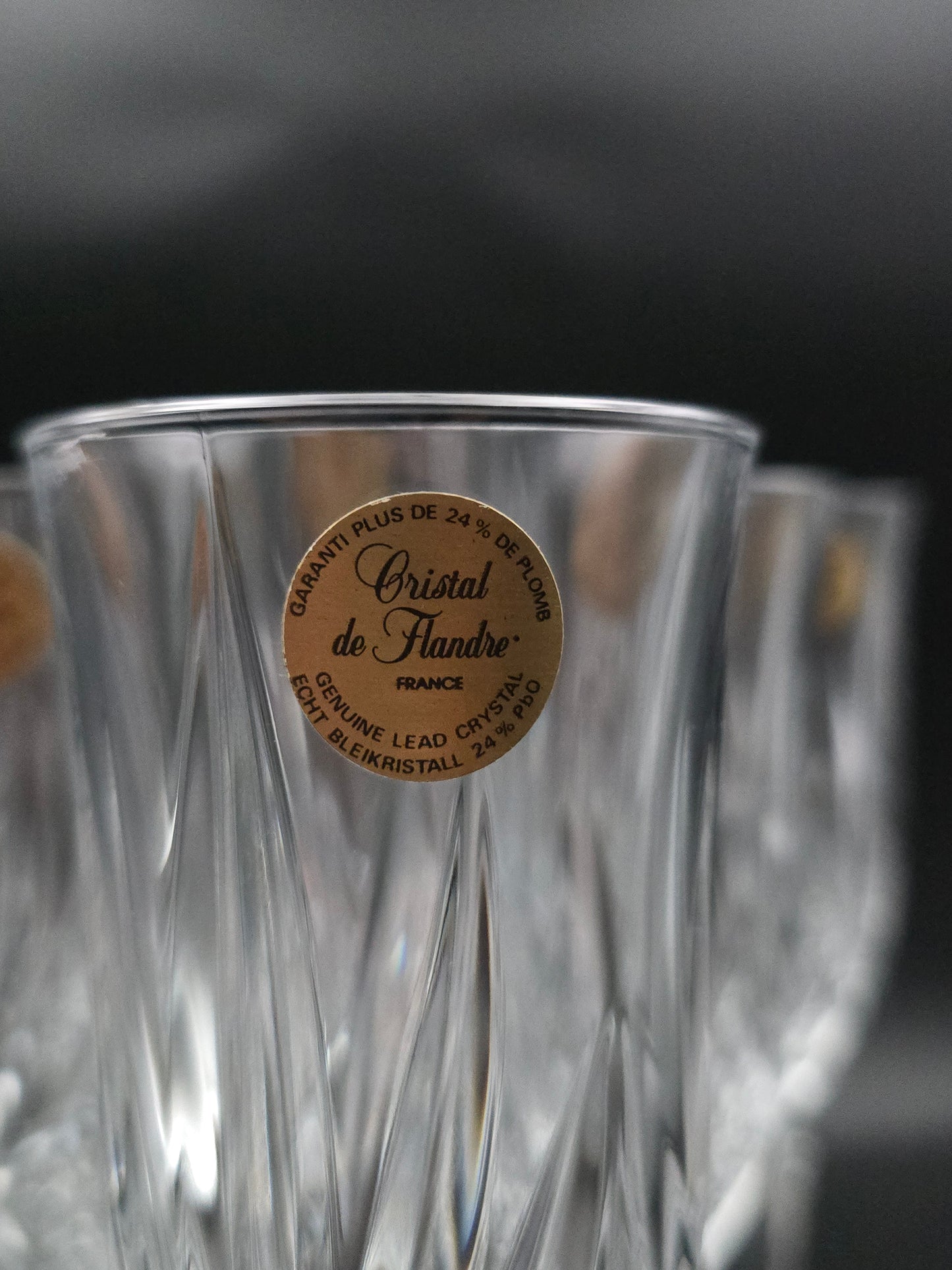 Set of 6 Cristal de Flandre “Salzburg” Champagne Flutes – 24% Lead Crystal, France, 160 ml