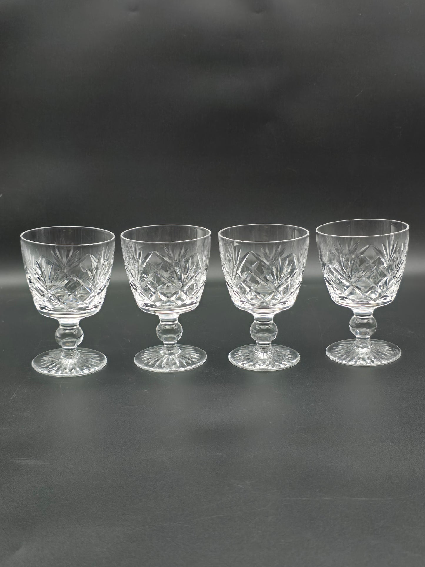 Set of 4 Stuart Crystal Ludlow Pattern Small Crystal wine glasses. 175ml