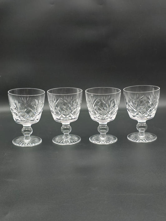 Set of 4 Stuart Crystal Ludlow Pattern Small Crystal wine glasses. 175ml