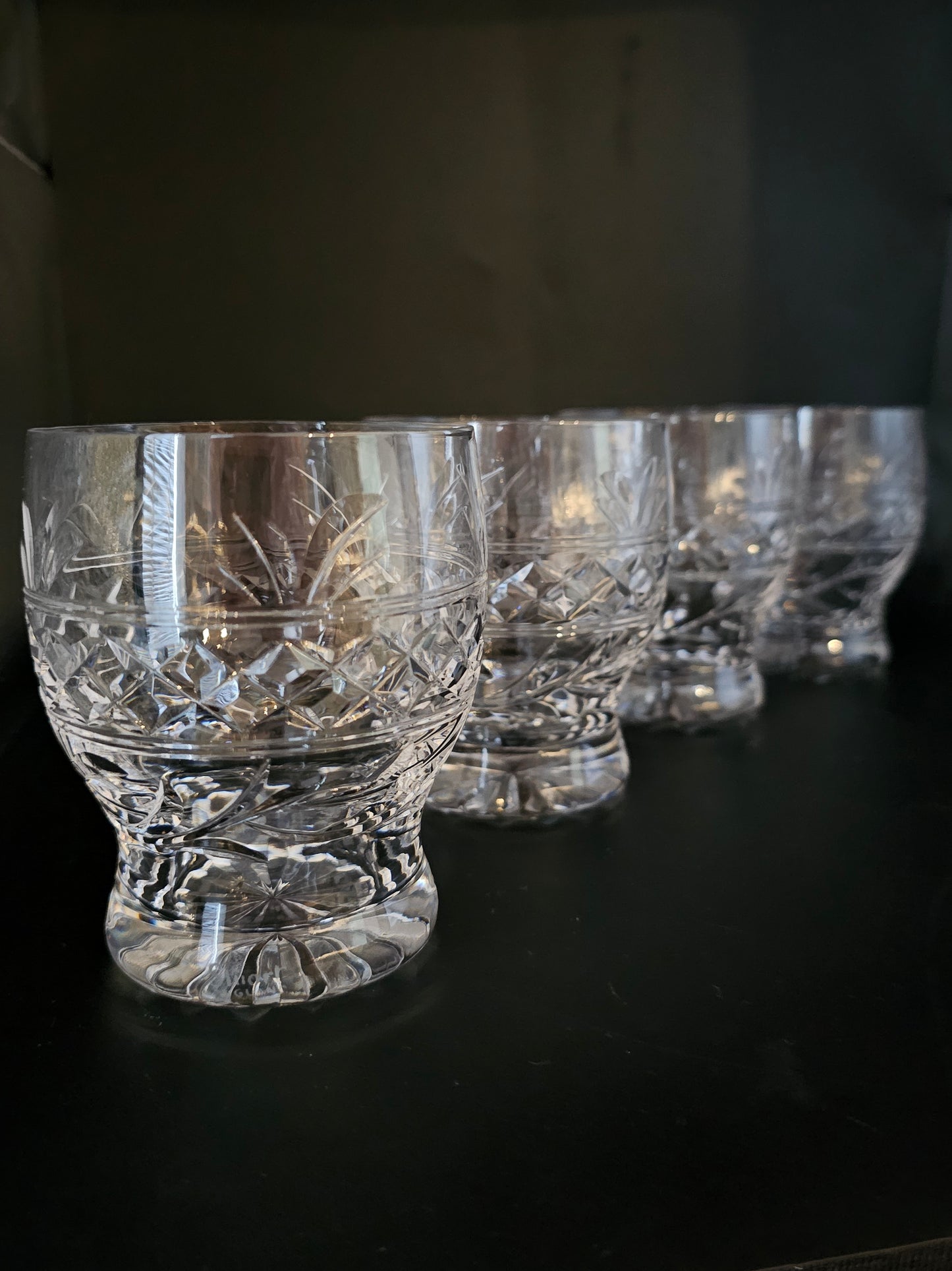 Set of 4 Large Vintage Stuart Crystal Tumblers. 12oz. Imperial Pattern.