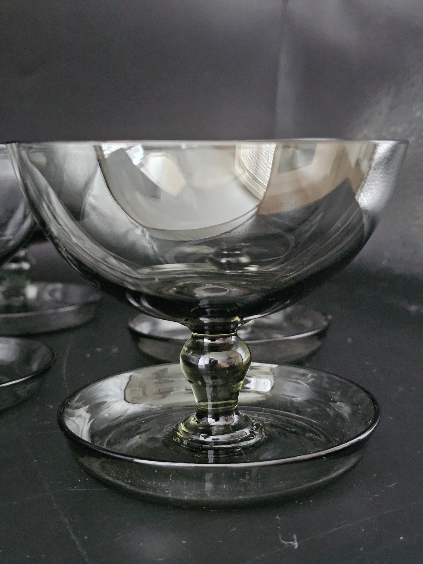 Set of 6 Vintage Crystal dessert bowls with saucer