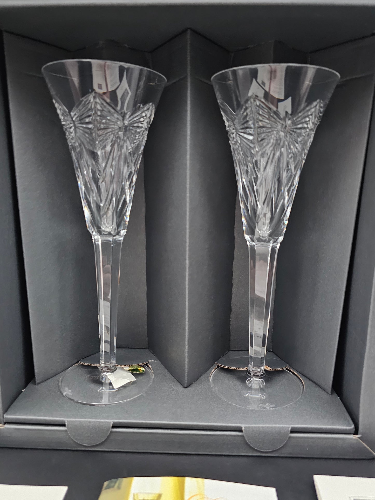 Waterford Crystal The Millennium Collection a toast to the Year 2000 Toasting Flutes Pair. First Toast Happiness