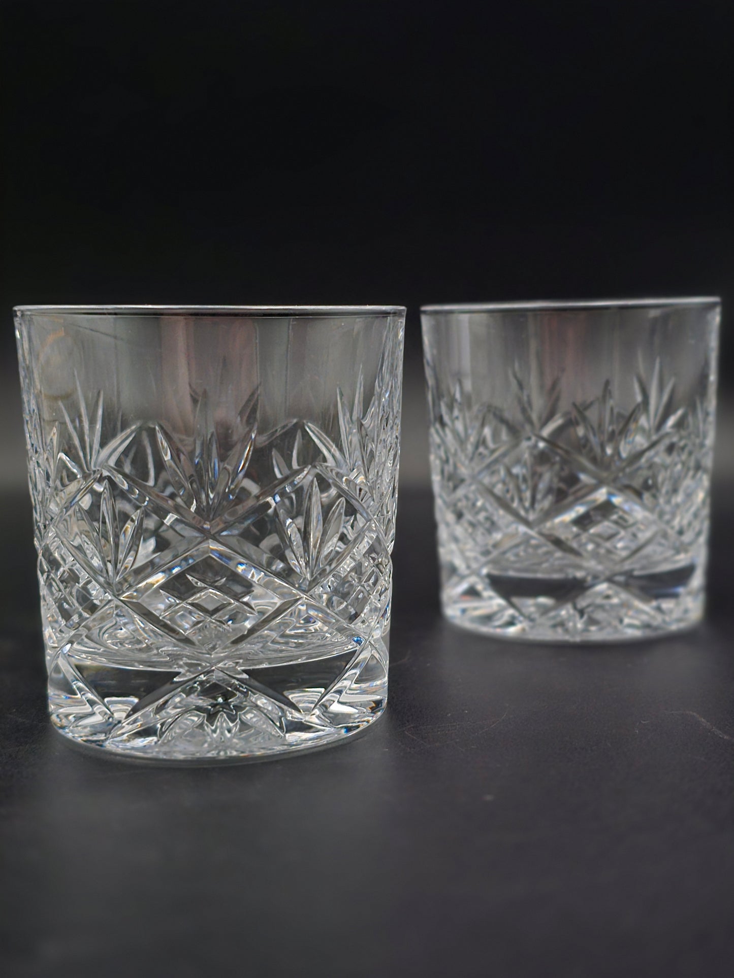 Vintage Heavy-Cut Lead Crystal Tumblers – 10 oz 8.5 cm Tall, Ideal for Whisky, Water or Juice