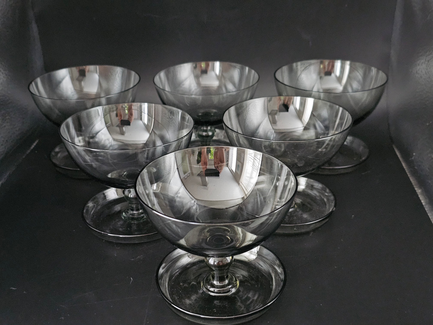 Set of 6 Vintage Crystal dessert bowls with saucer