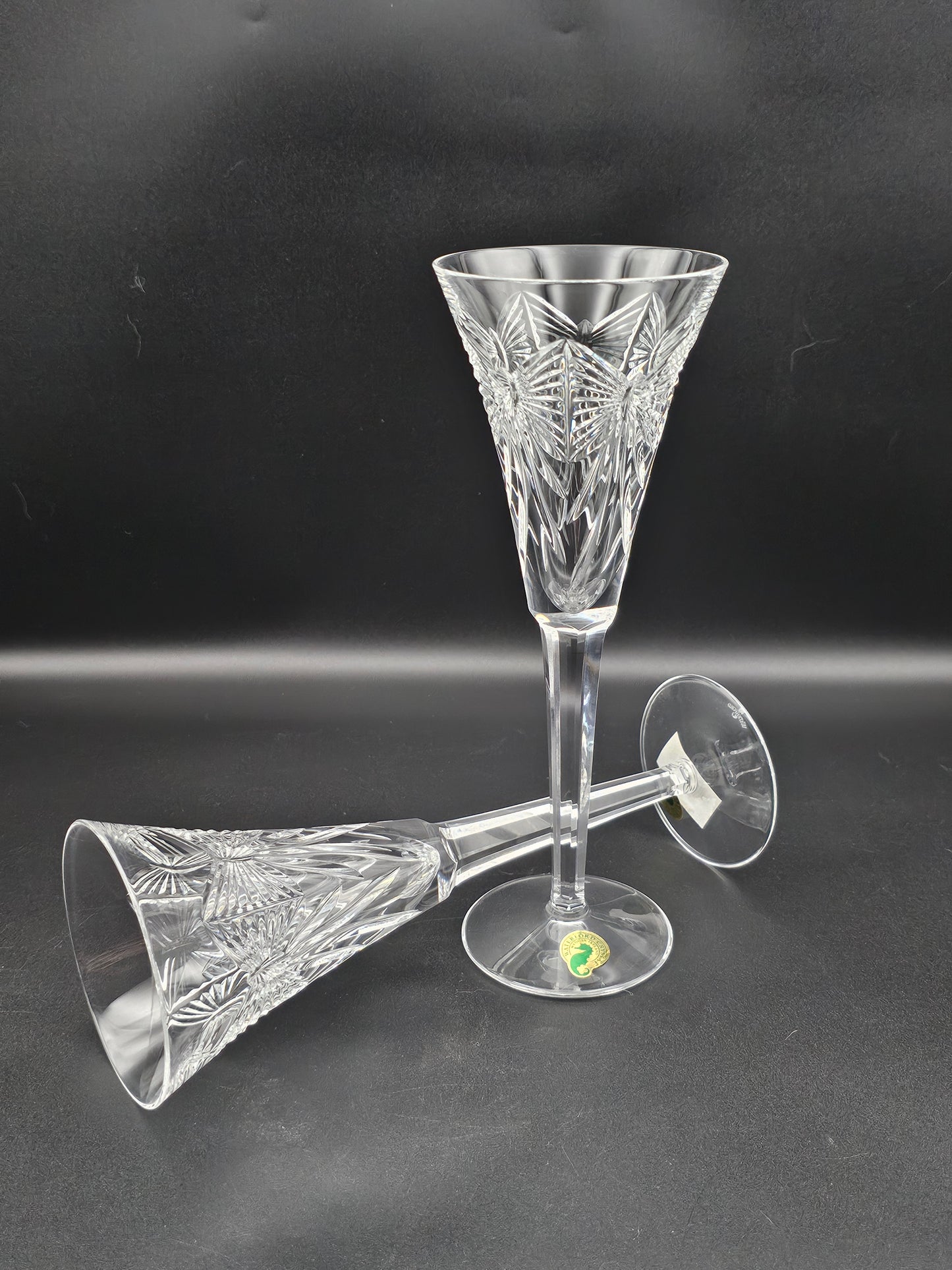 Waterford Crystal The Millennium Collection a toast to the Year 2000 Toasting Flutes Pair. First Toast Happiness