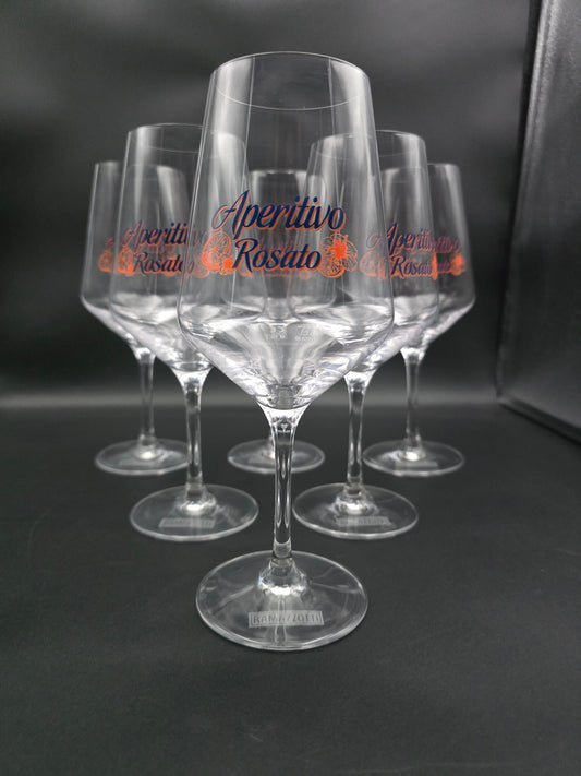 Set of 6 Ramazzotti Aperitivo Rosato Crystal Glasses. 550ml 22.5cm tall.