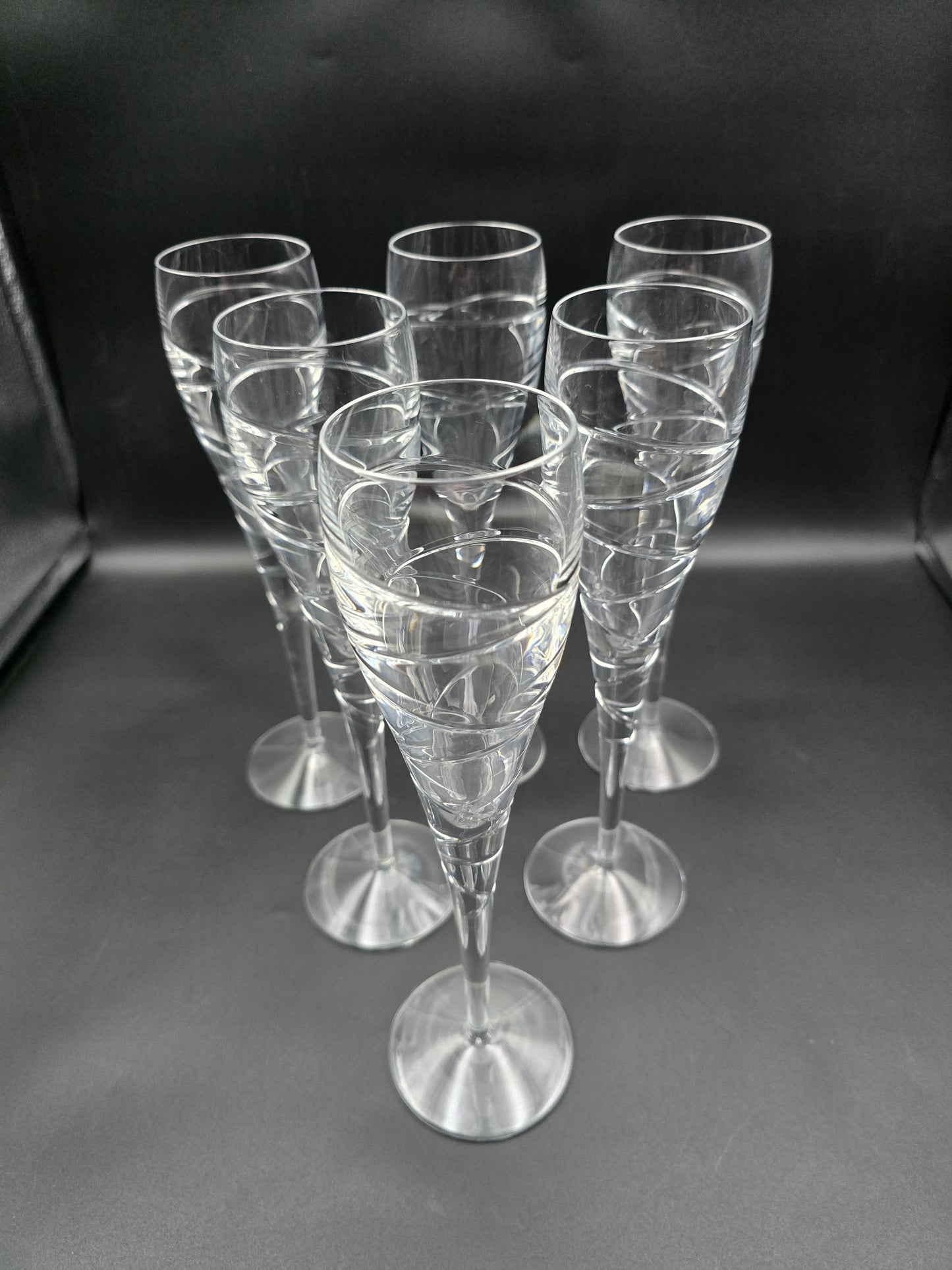 Set of 6 tall Aura style Crystal Champagne Flutes 175ml 25.5cm tall