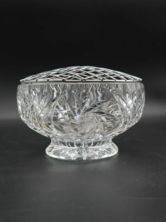 Vintage Hand-Cut Lead Crystal Rose Bowl | 15cm Wide, Star-Cut Base | 20th Century