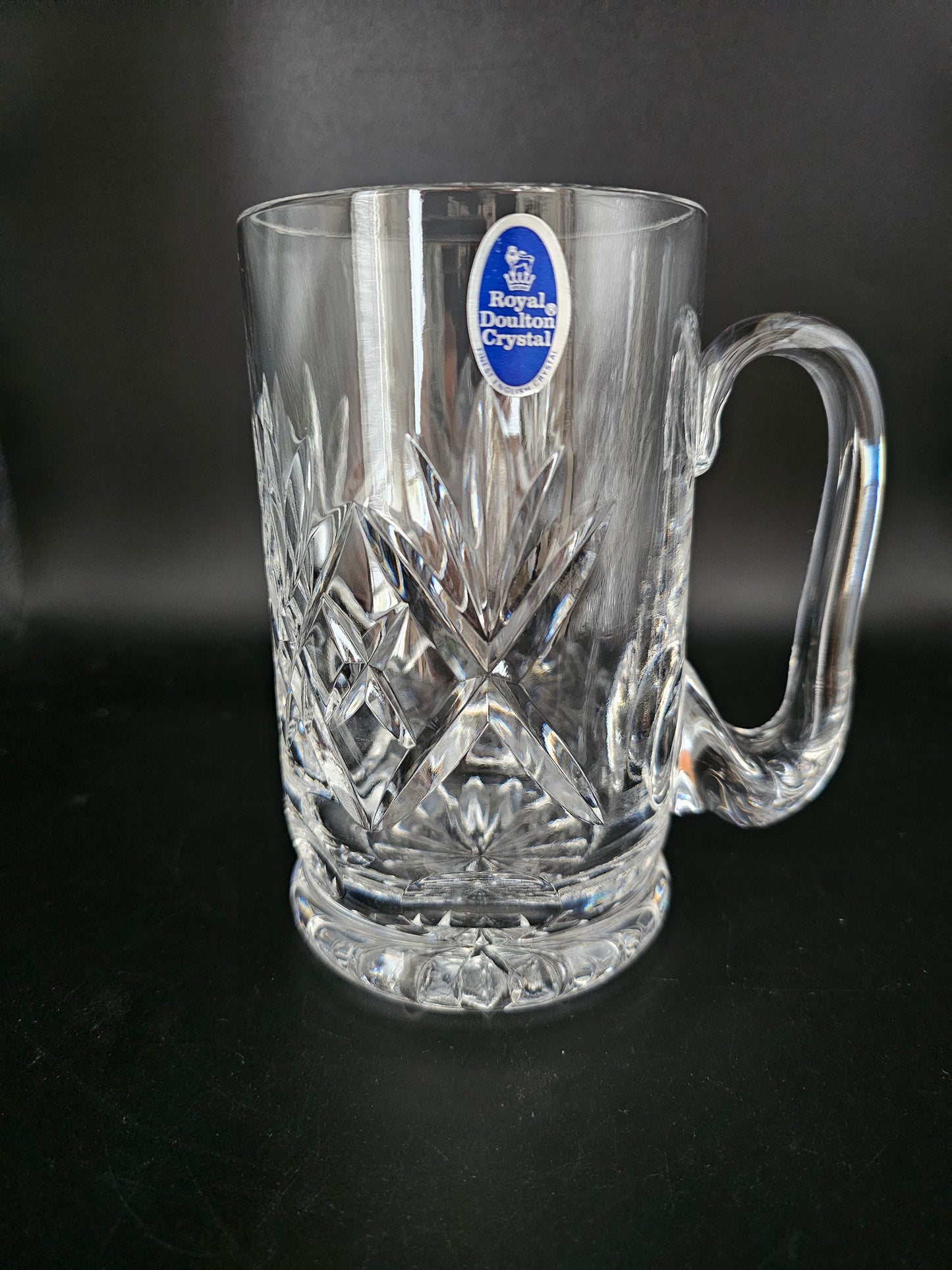 Royal Doulton Kensington Pattern Crystal Tankard. Boxed. 570ml / 1 pint