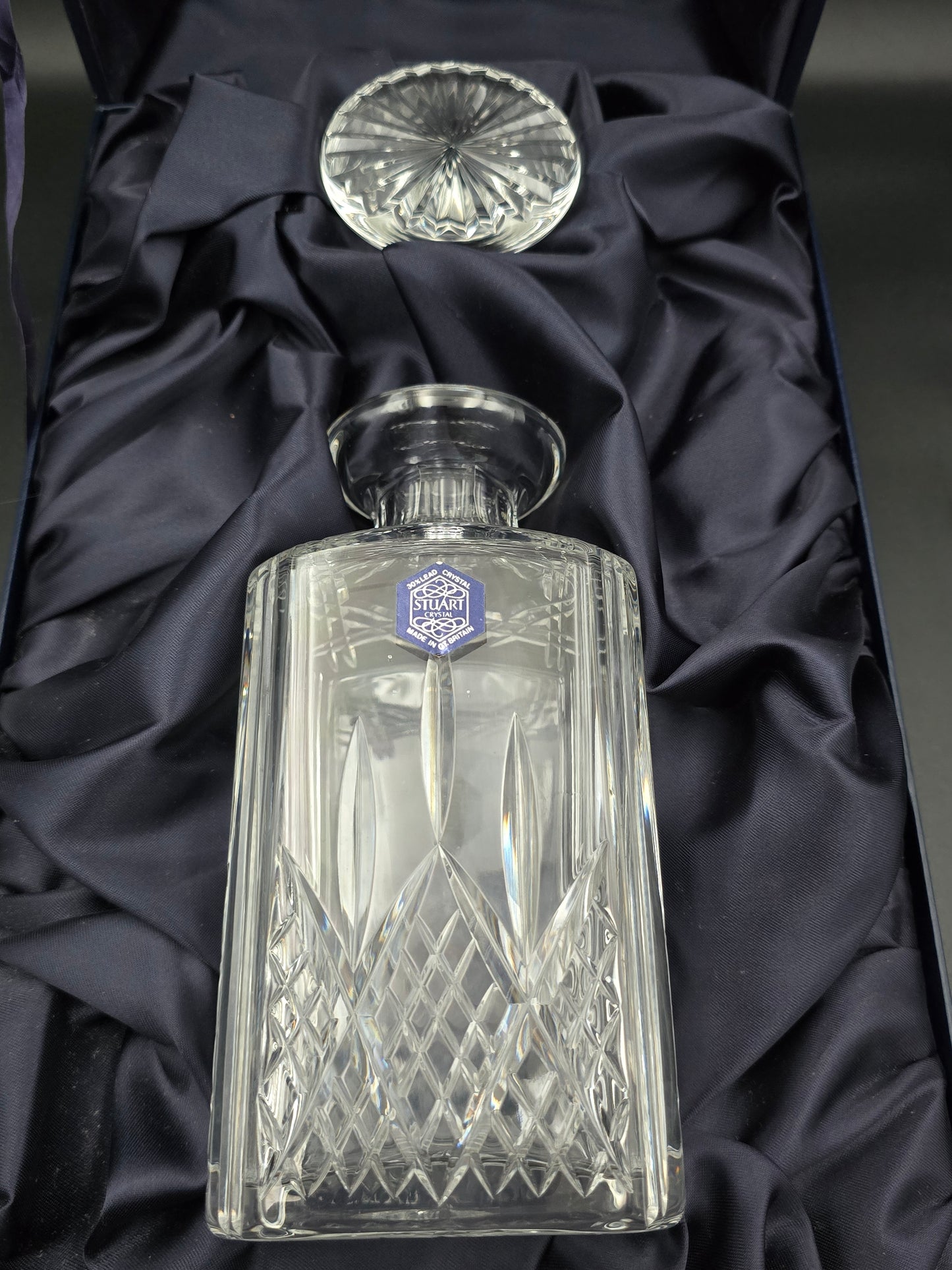 Stuart Crystal Hamilton Pattern Decanter with Stopper in Original Box