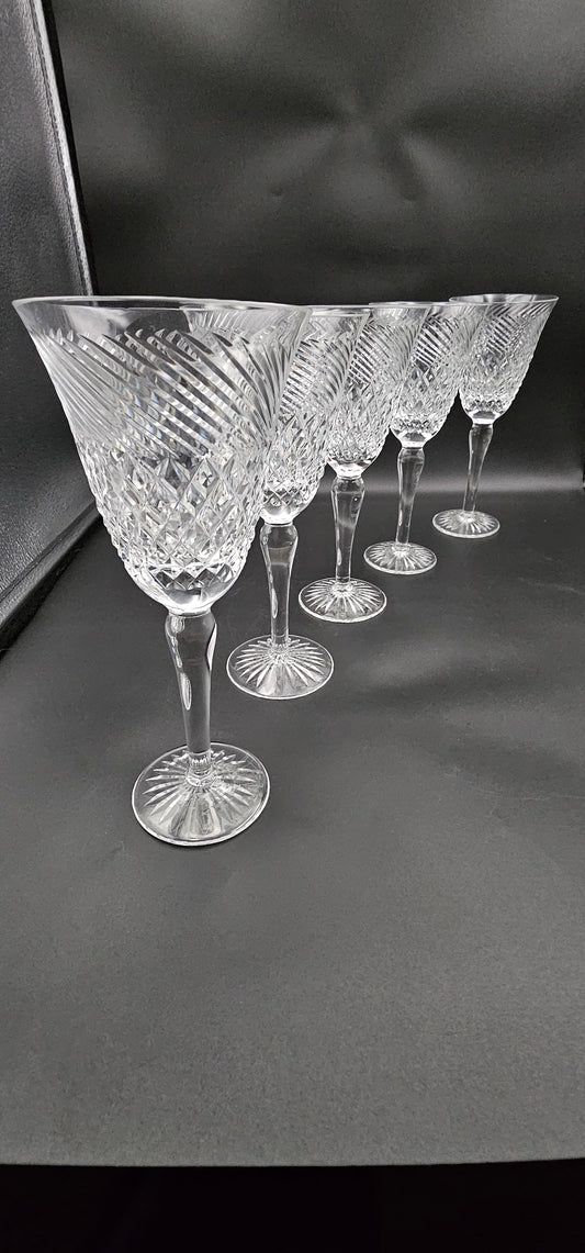 Set of 5 Large Crystal Wine Glasses 250ml 21cm tall