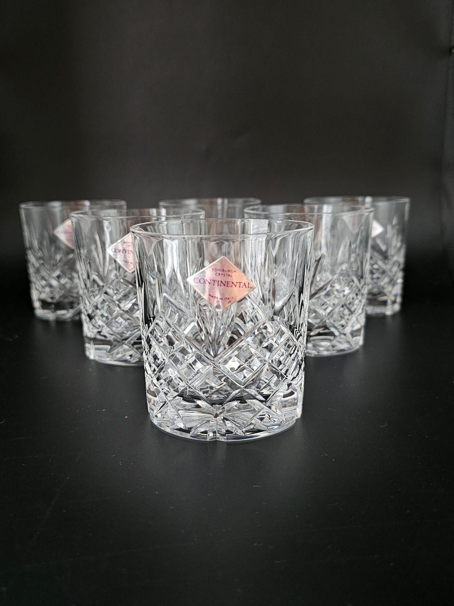 Edinburgh Crystal Continental Collection Pattern Whisky Tumbers. Set of 6 Boxed. 7oz