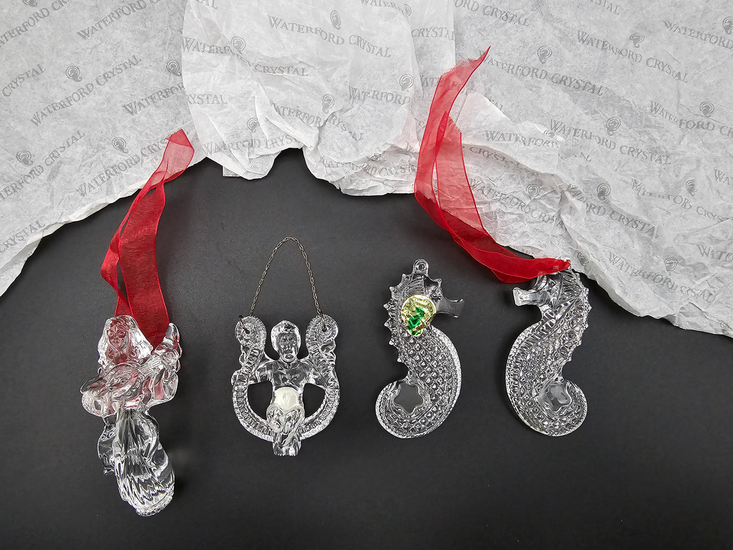 Waterford Irish Crystal Christmas Tree Decorations x 4