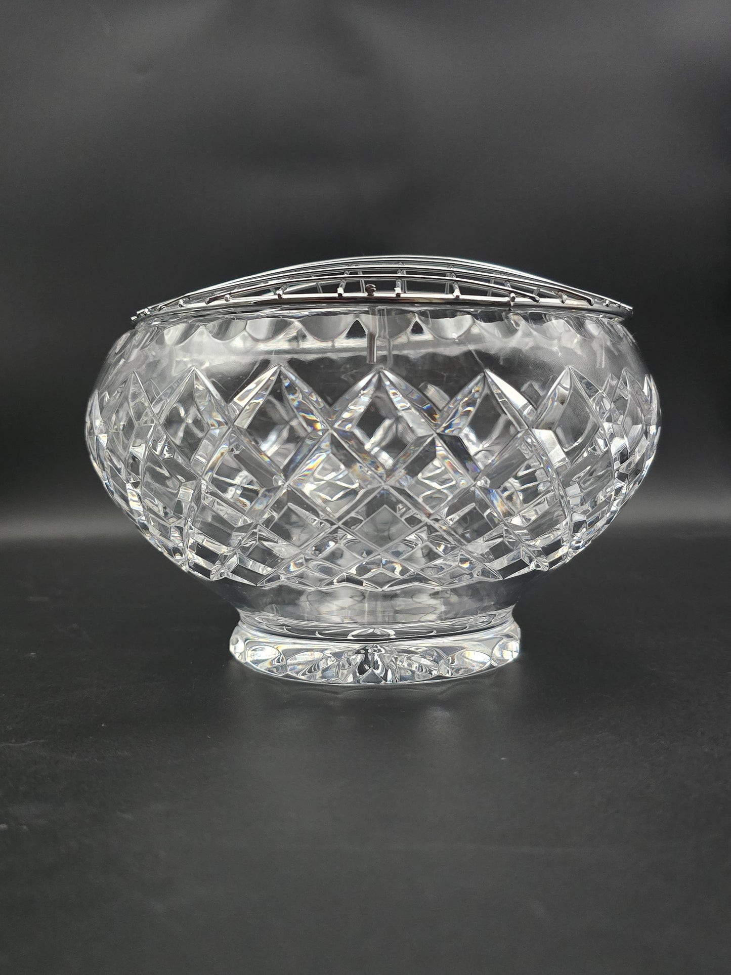 Beautiful Vintage Large Crystal Rose Posy Bowl. 16.5cm wide.