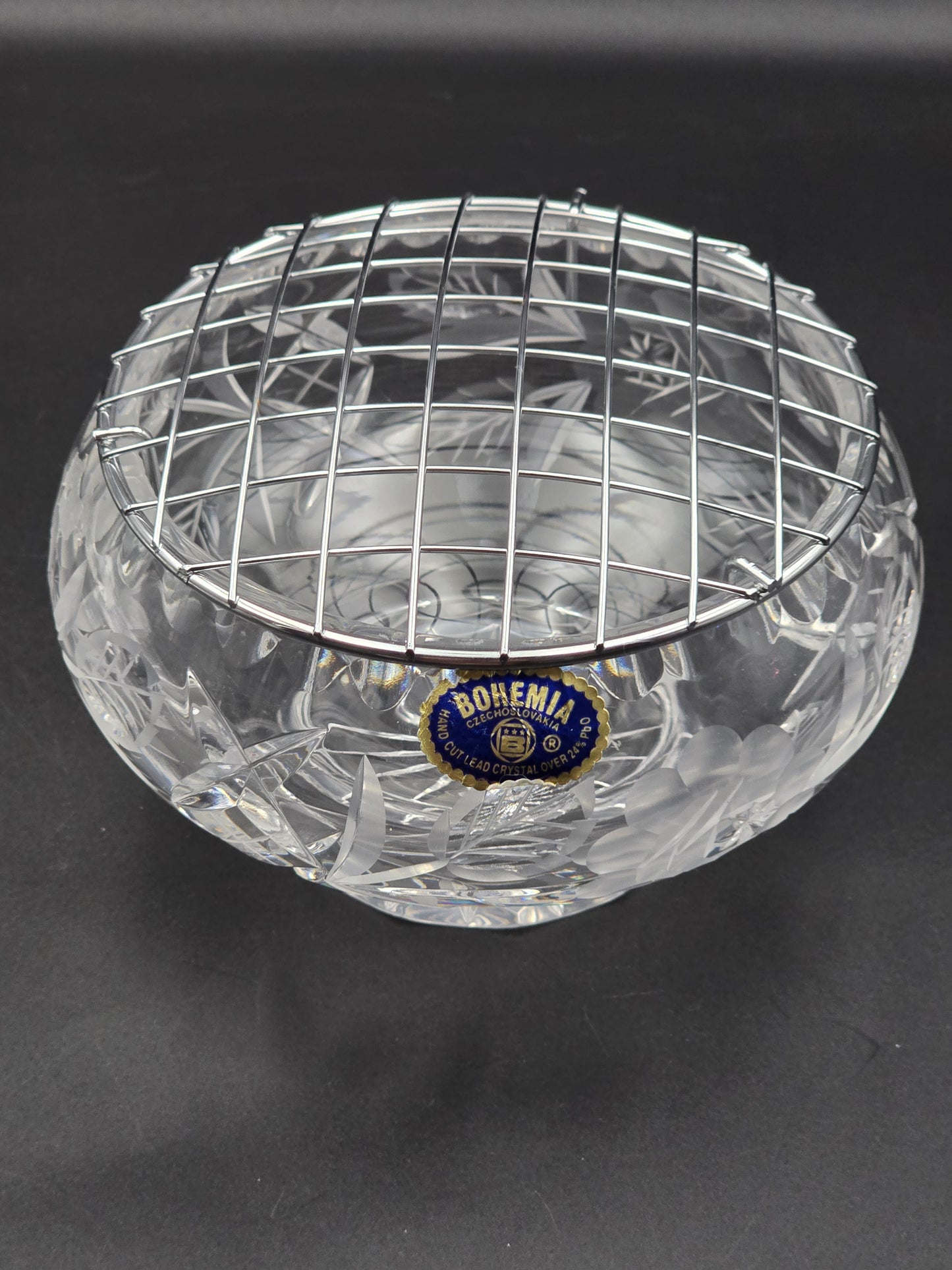 Bohemian Crystal Rose bowl. 5.5"