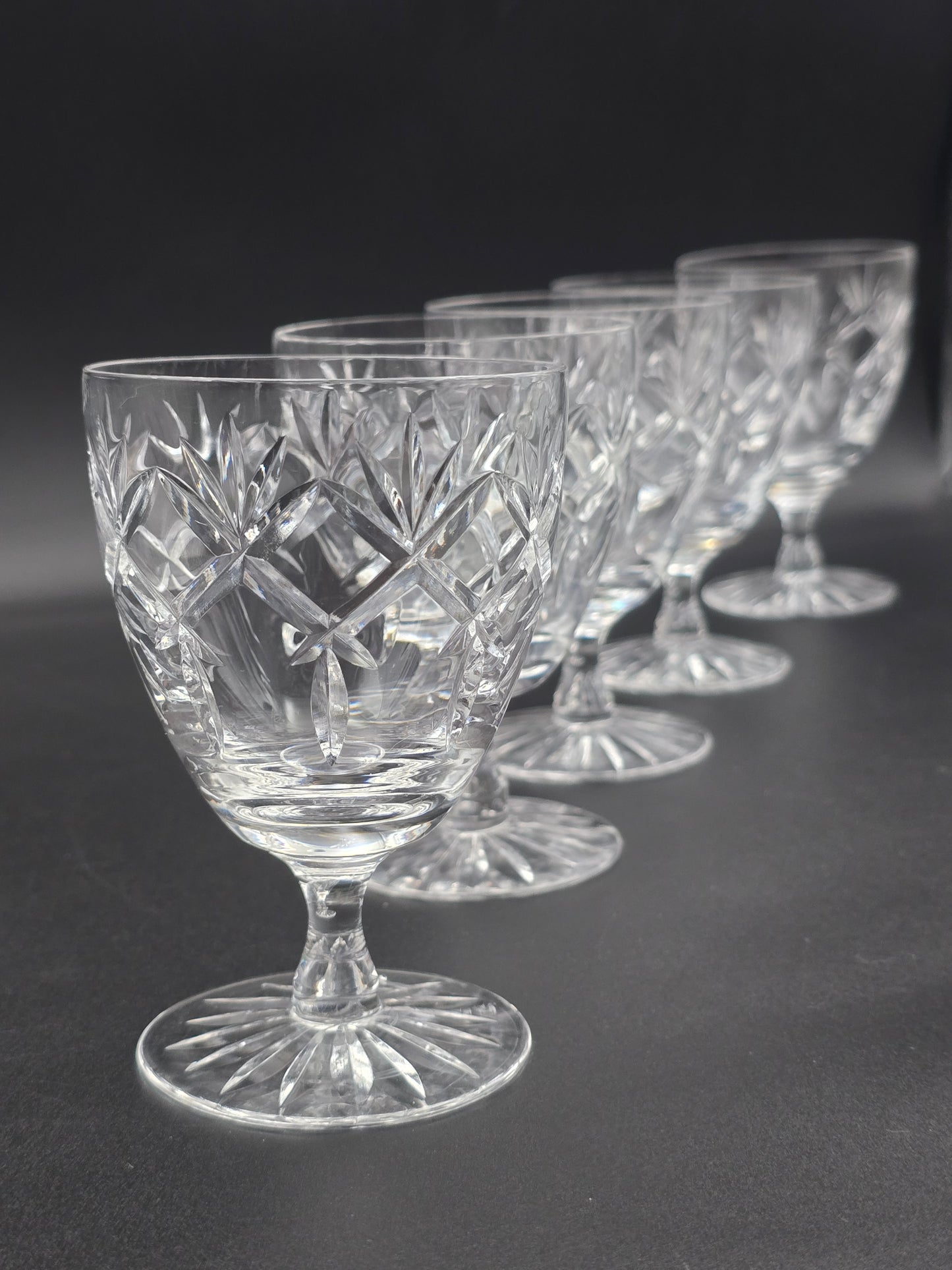 Beautiful vintage set of 6 Crystal wine glasses. 200ml