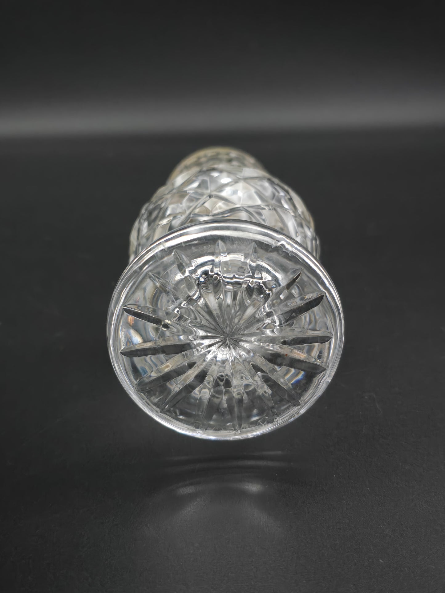 Large Vintage cut glass sugar shaker. 20cm tall.