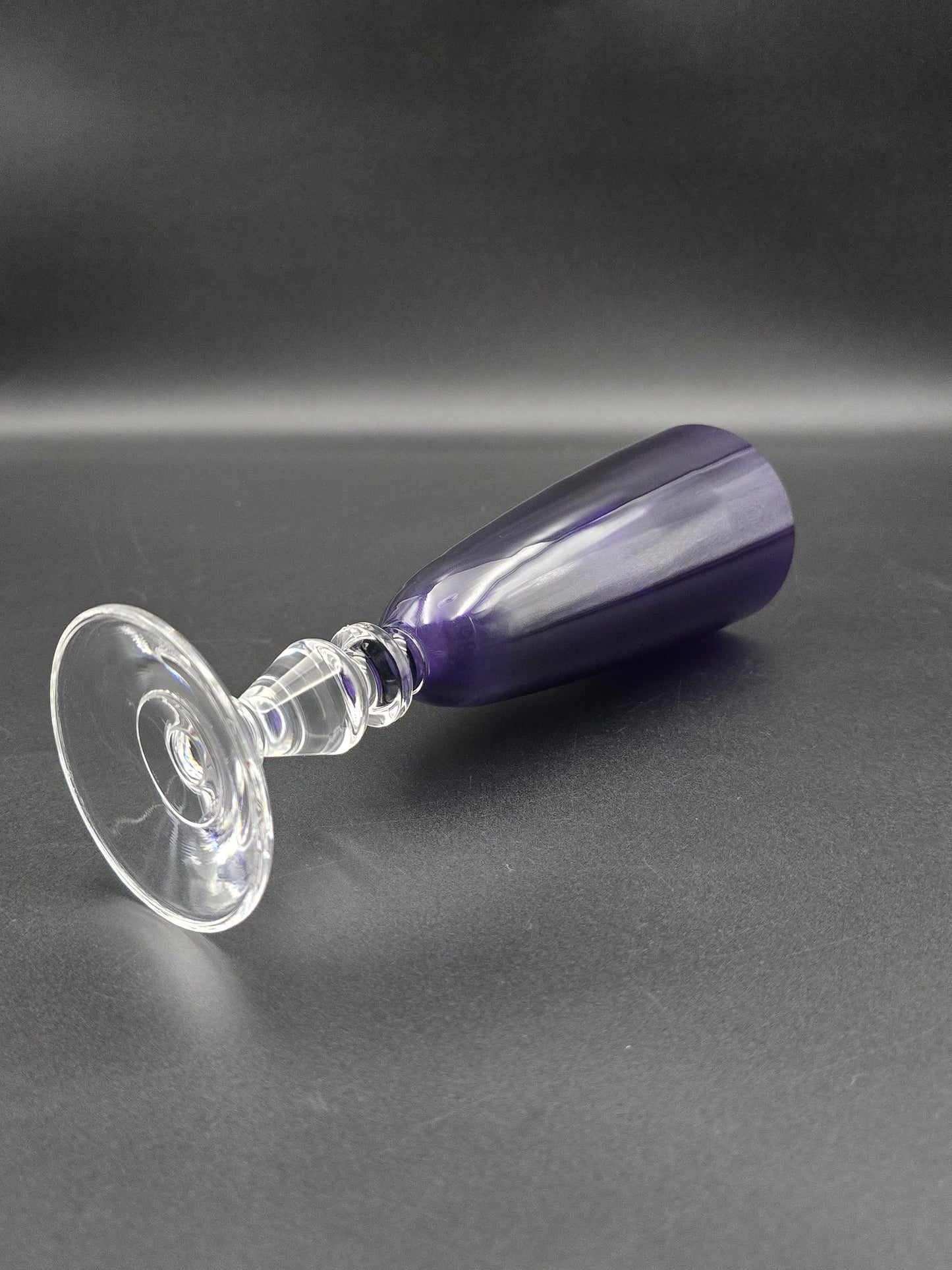 Set of 6 Purple Crystal champagne flutes 200ml 19.5cm tall