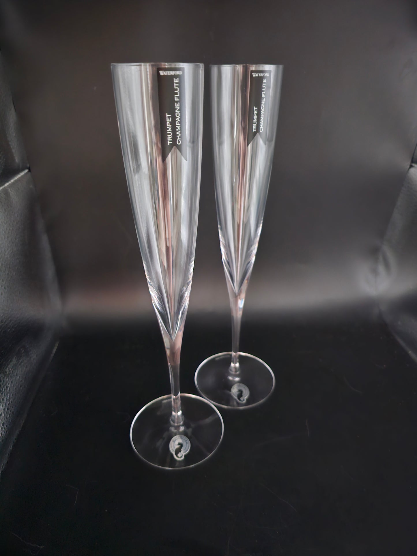 Waterford Crystal Champagne Trumpet Flutes pair. New in Box