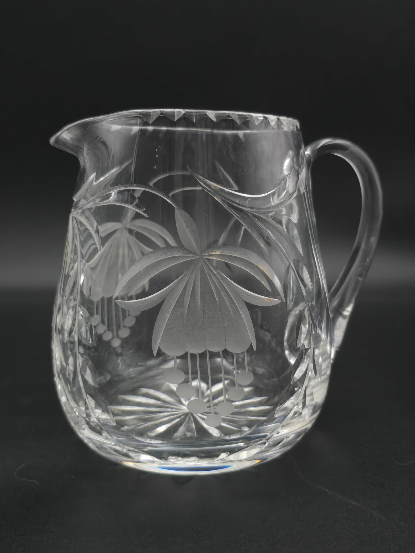 Royal Brierley Fuchsia Crystal Jug – 800 ml English Cut Glass Milk/Cream/Water Pitcher