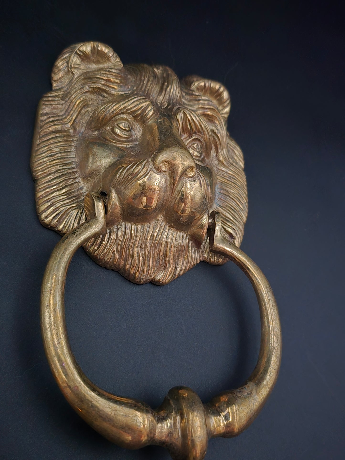 Vintage Large Brass Lion’s Head Door Knocker – 18cm x 11cm – Solid Brass, Regal Design, Statement Front Door Hardware